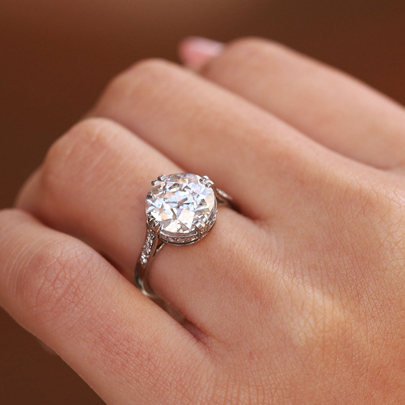 GIA Certified 3.86 Carat European Cut Diamond Art Deco Engagement Ring