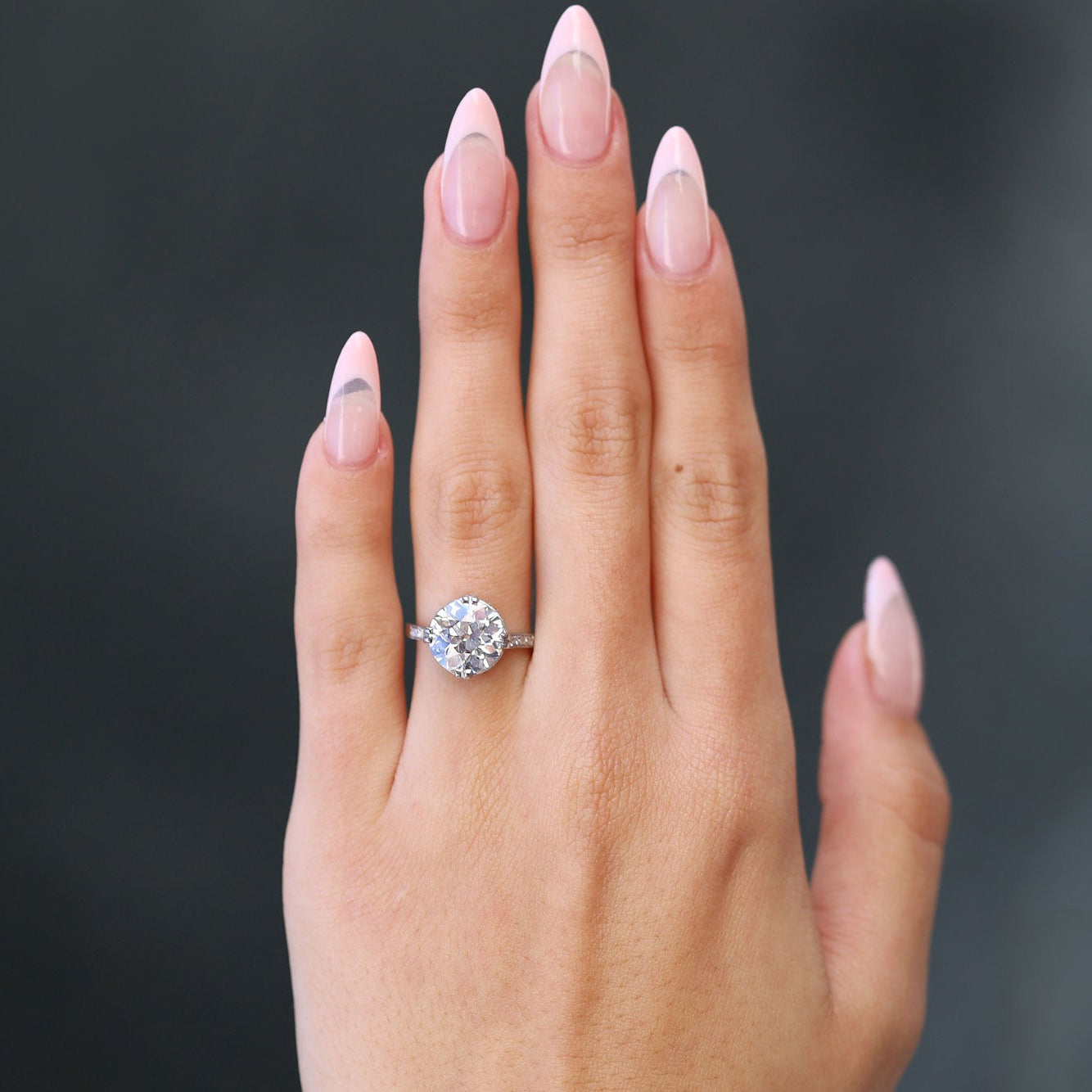 GIA Certified 3.86 Carat European Cut Diamond Art Deco Engagement Ring