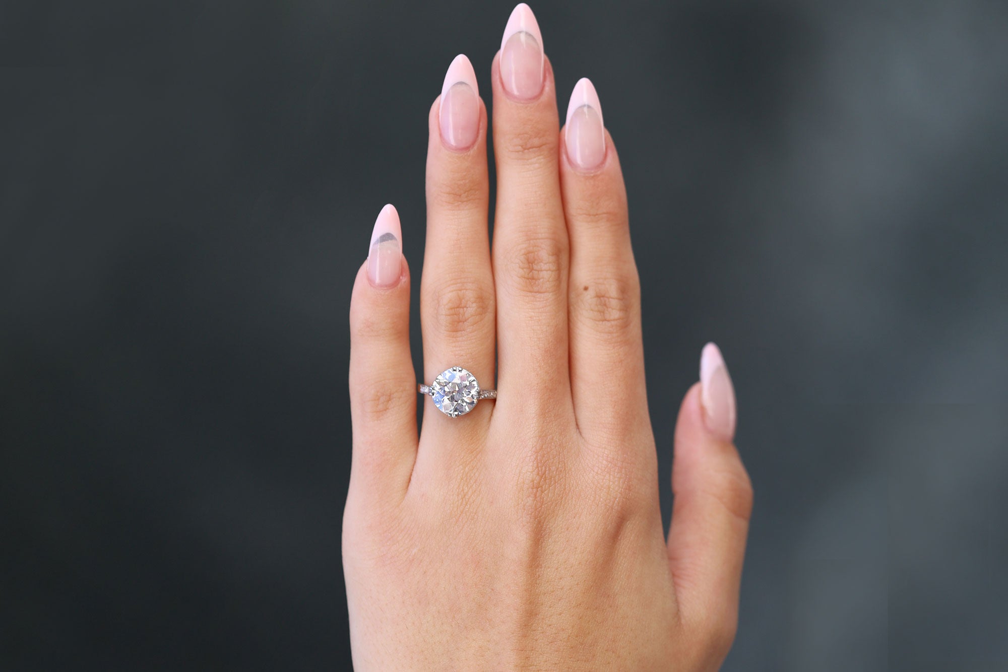 GIA Certified 3.86 Carat European Cut Diamond Art Deco Engagement Ring