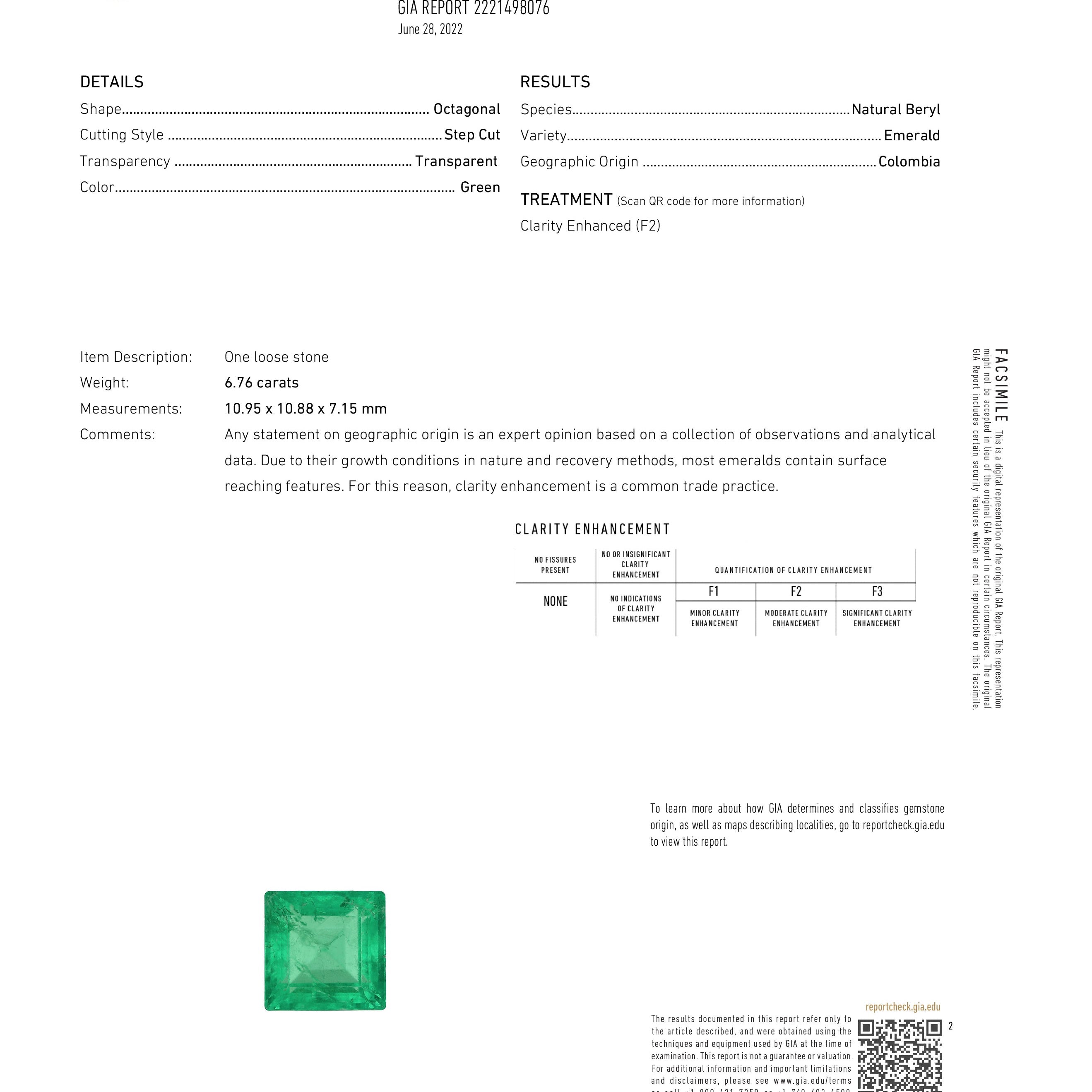 GIA Certified 7 Carat Colombian Emerald and Diamond Ring
