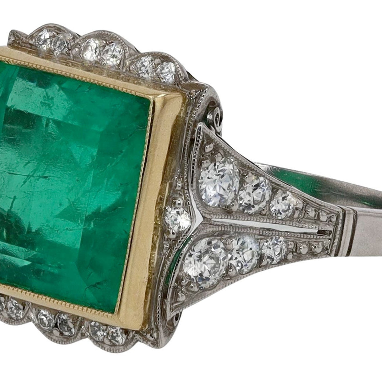 Vintage GIA Art Deco Emerald Ring