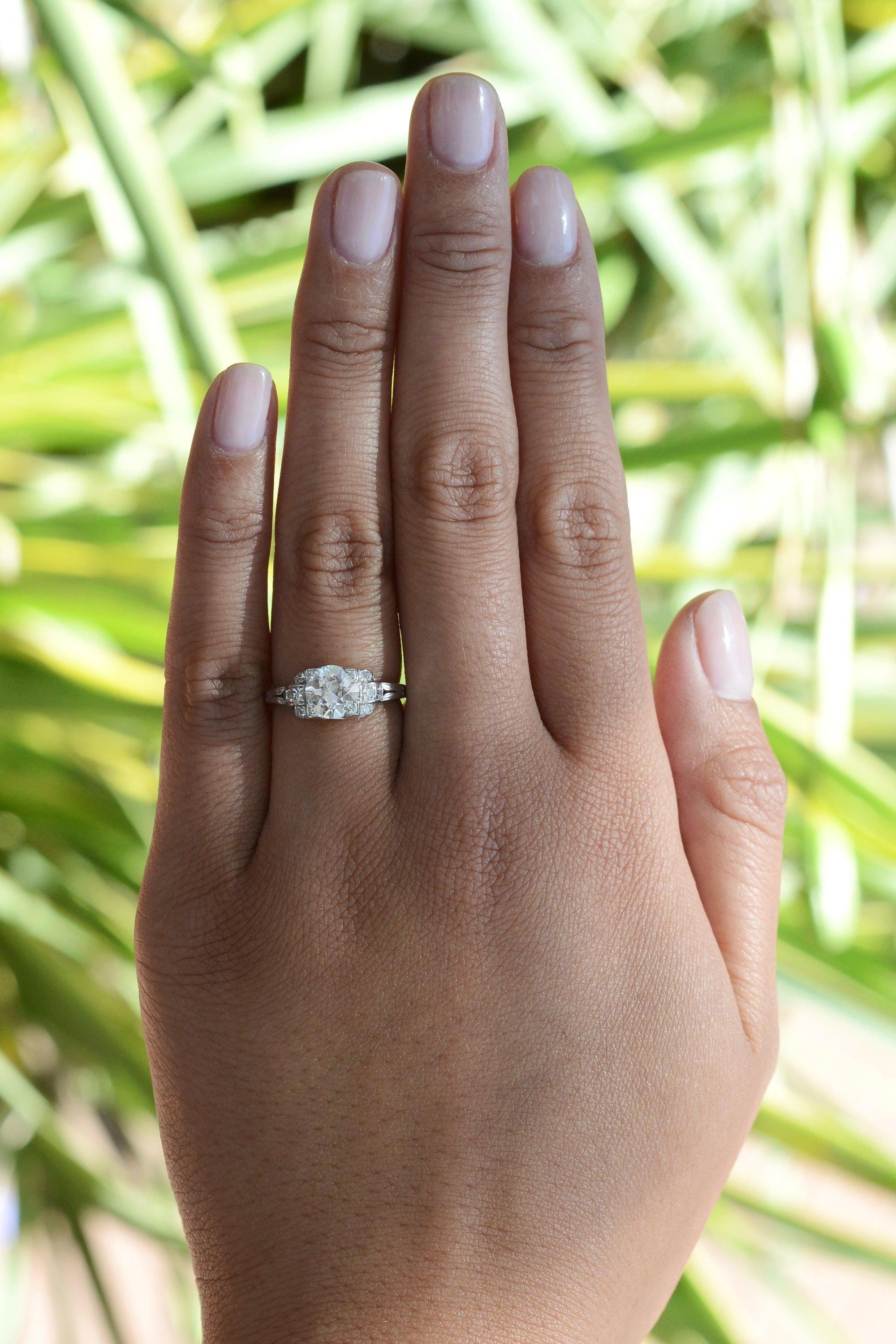 GIA Certified F/VS 1.18 Carat Diamond Vintage Art Deco Engagement Ring