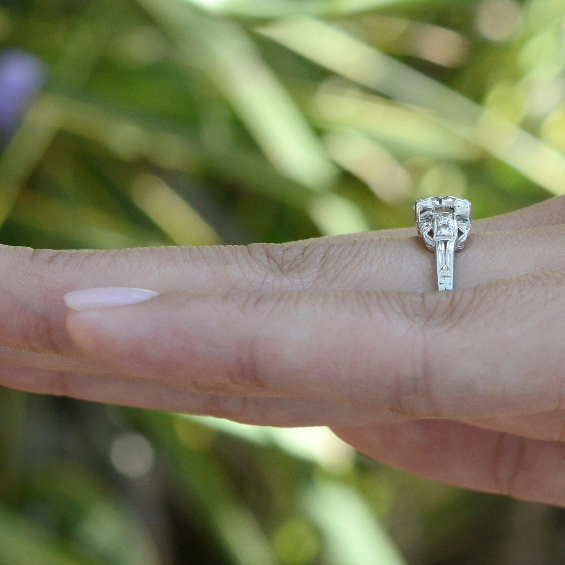 GIA Certified F/VS 1.18 Carat Diamond Vintage Art Deco Engagement Ring