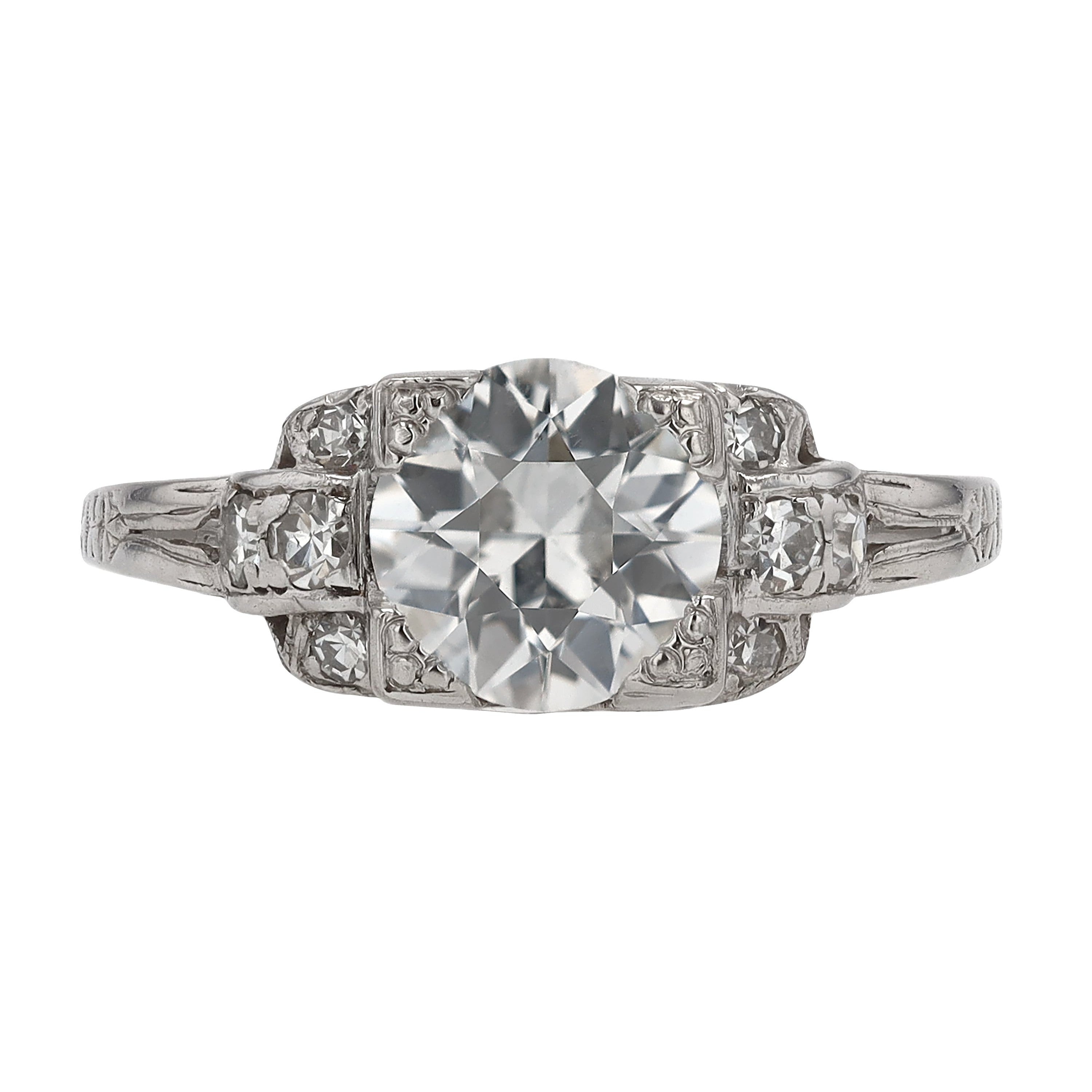 GIA Certified F/VS 1.18 Carat Diamond Vintage Art Deco Engagement Ring