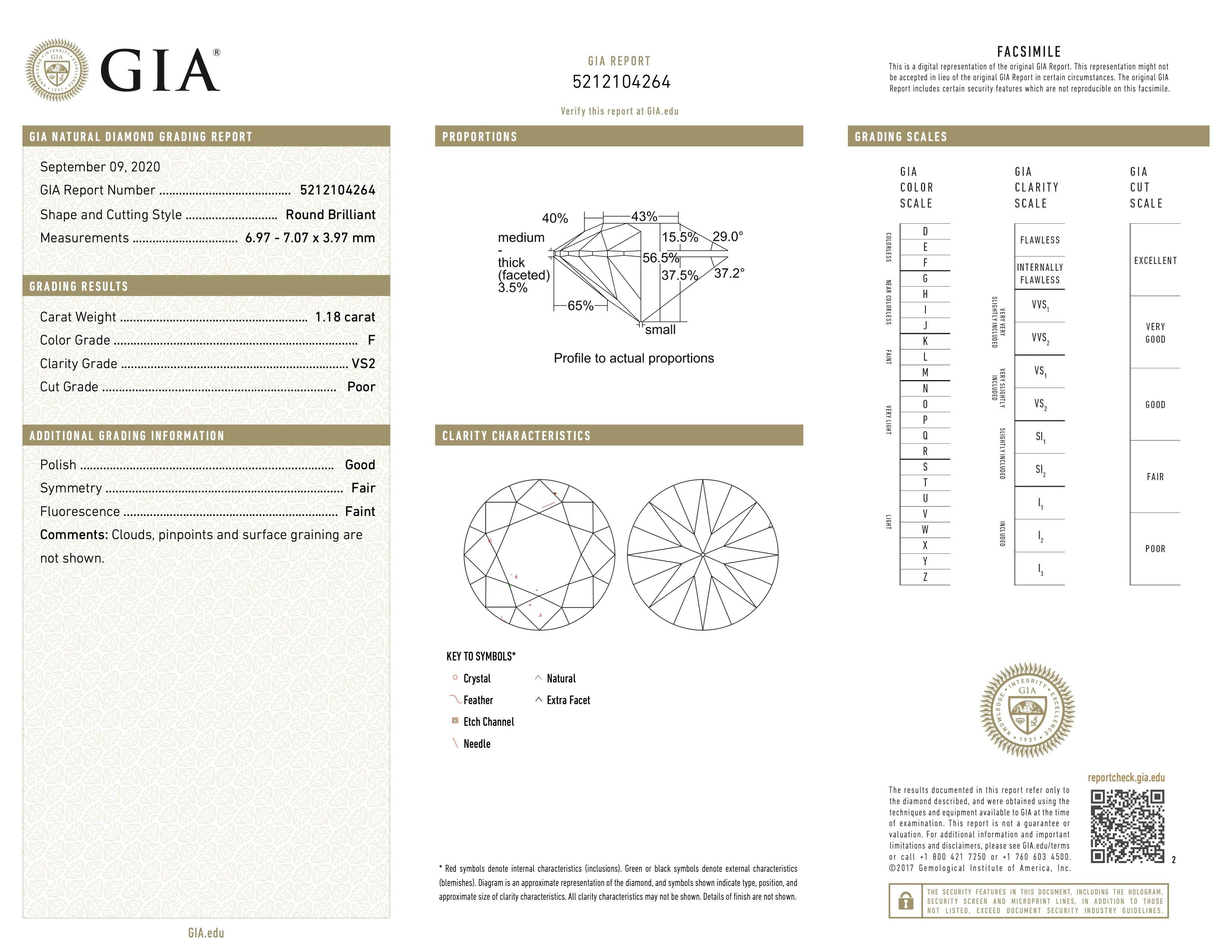 GIA Certified F/VS 1.18 Carat Diamond Vintage Art Deco Engagement Ring