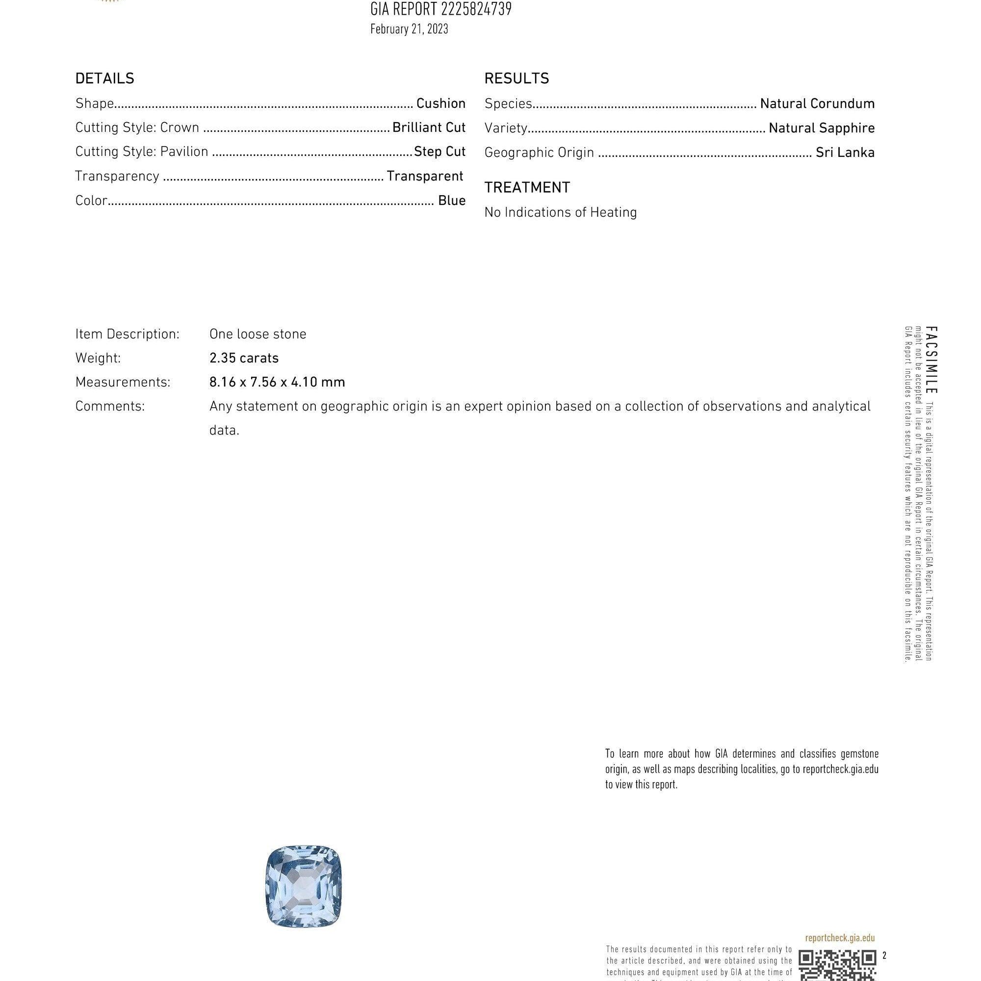 GIA Certified No Heat 2.35ct Ceylon Sapphire and Emerald Engagement Ring