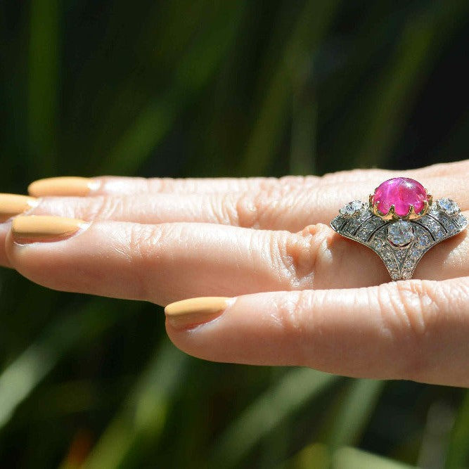 GIA Certified No Heat Burma Star Ruby Engagement Ring