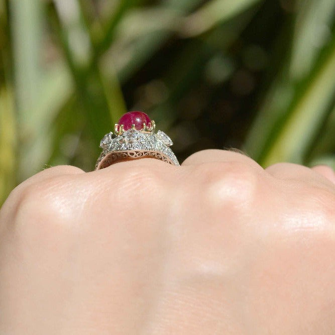 GIA Certified No Heat Burma Star Ruby Engagement Ring
