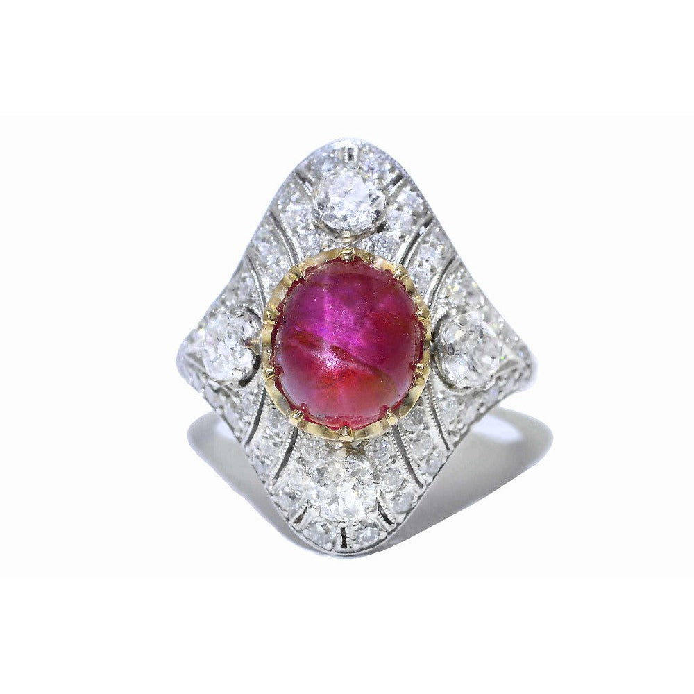GIA Certified No Heat Burma Star Ruby Engagement Ring