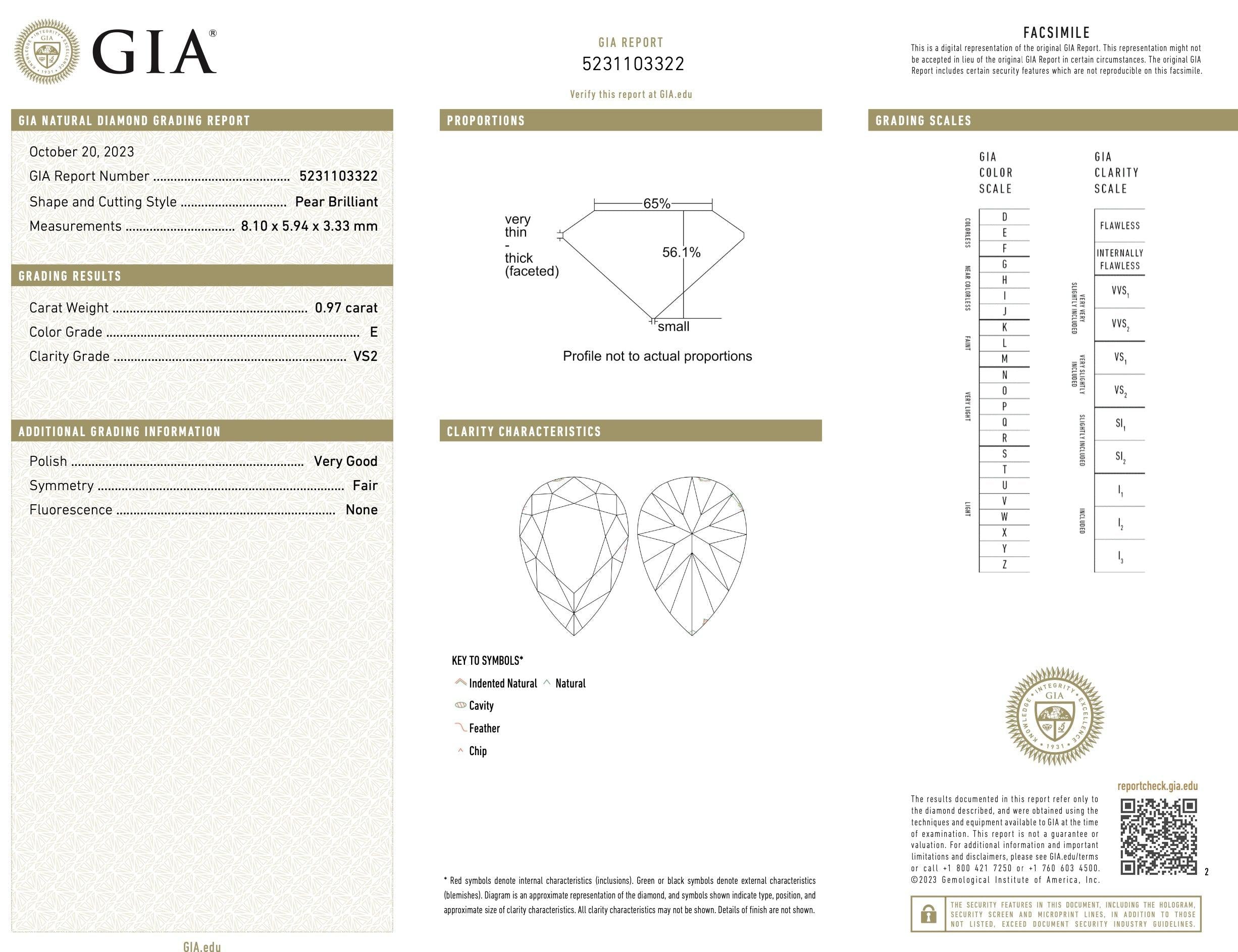 GIA Certified Pear Cut Diamond & Sapphire Toi Et Moi Ring