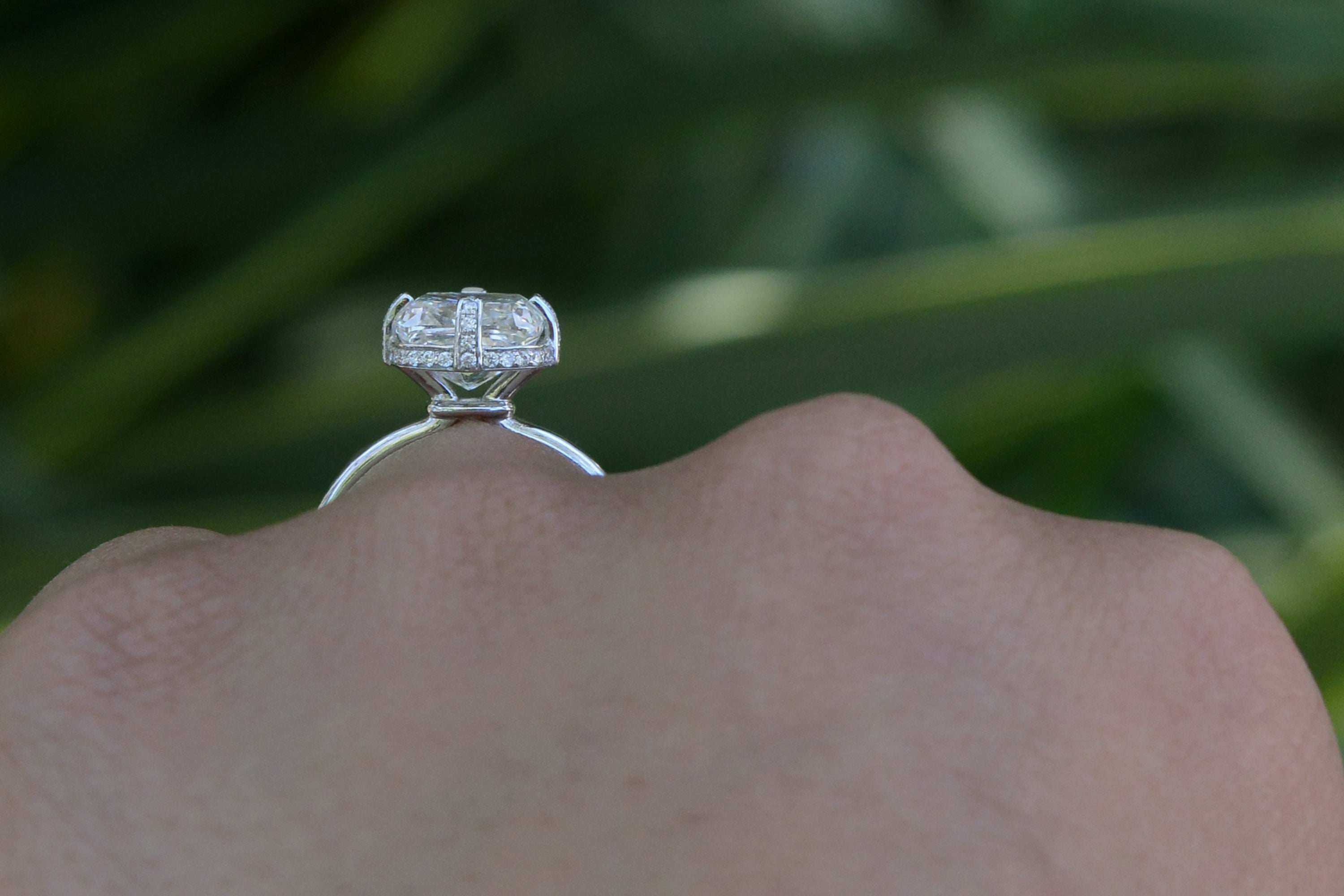 GIA Certified Vintage 3 Carat Cushion Cut Diamond Engagement Ring