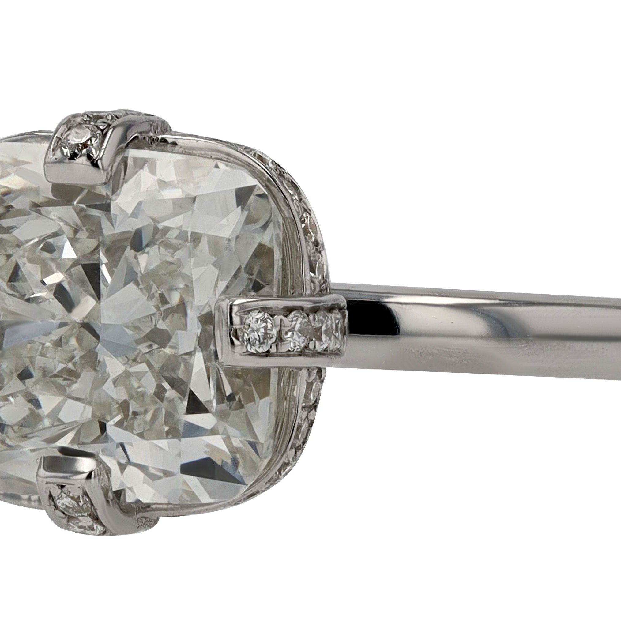 GIA Certified Vintage 3 Carat Cushion Cut Diamond Engagement Ring