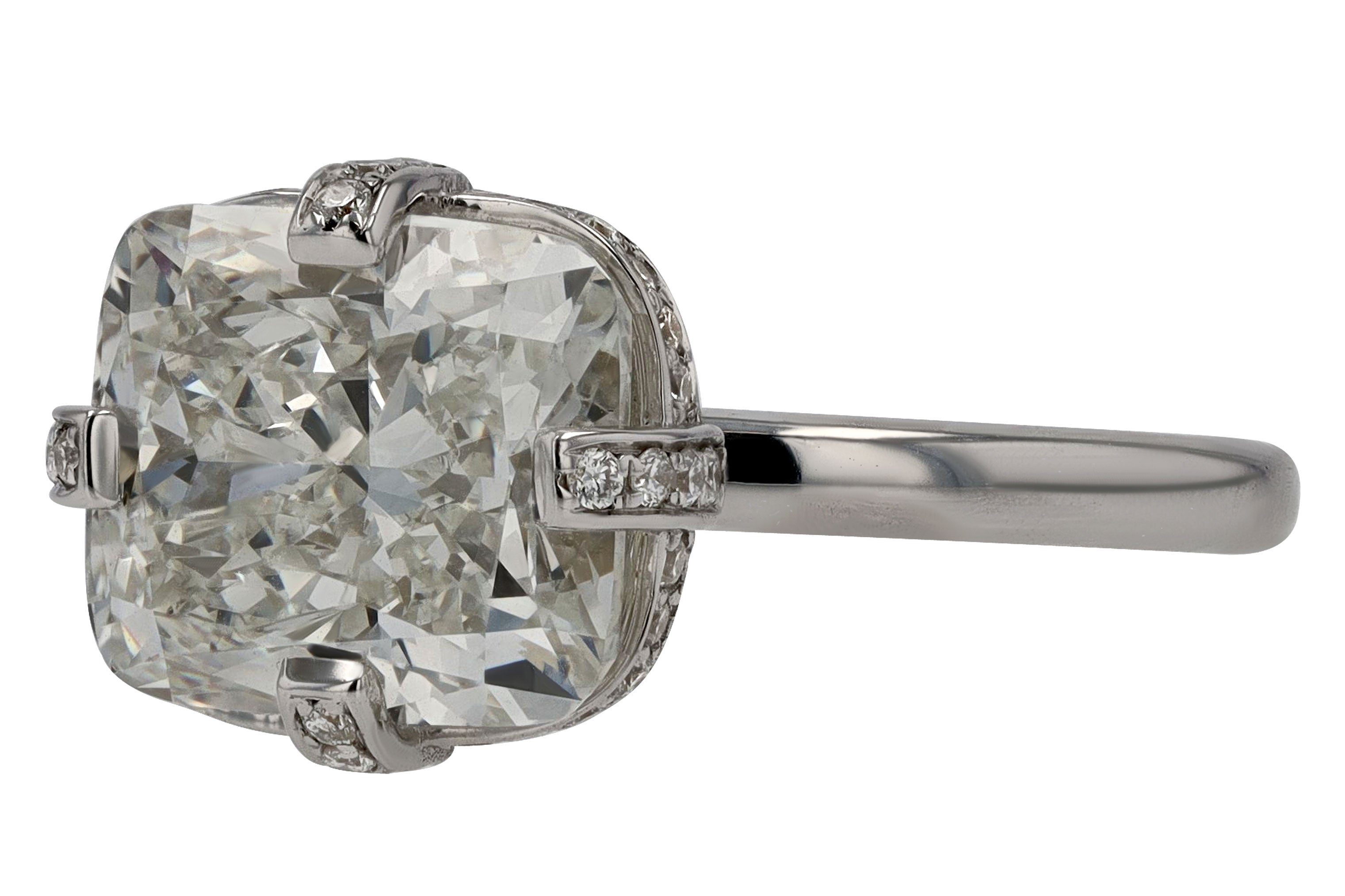 GIA Certified Vintage 3 Carat Cushion Cut Diamond Engagement Ring