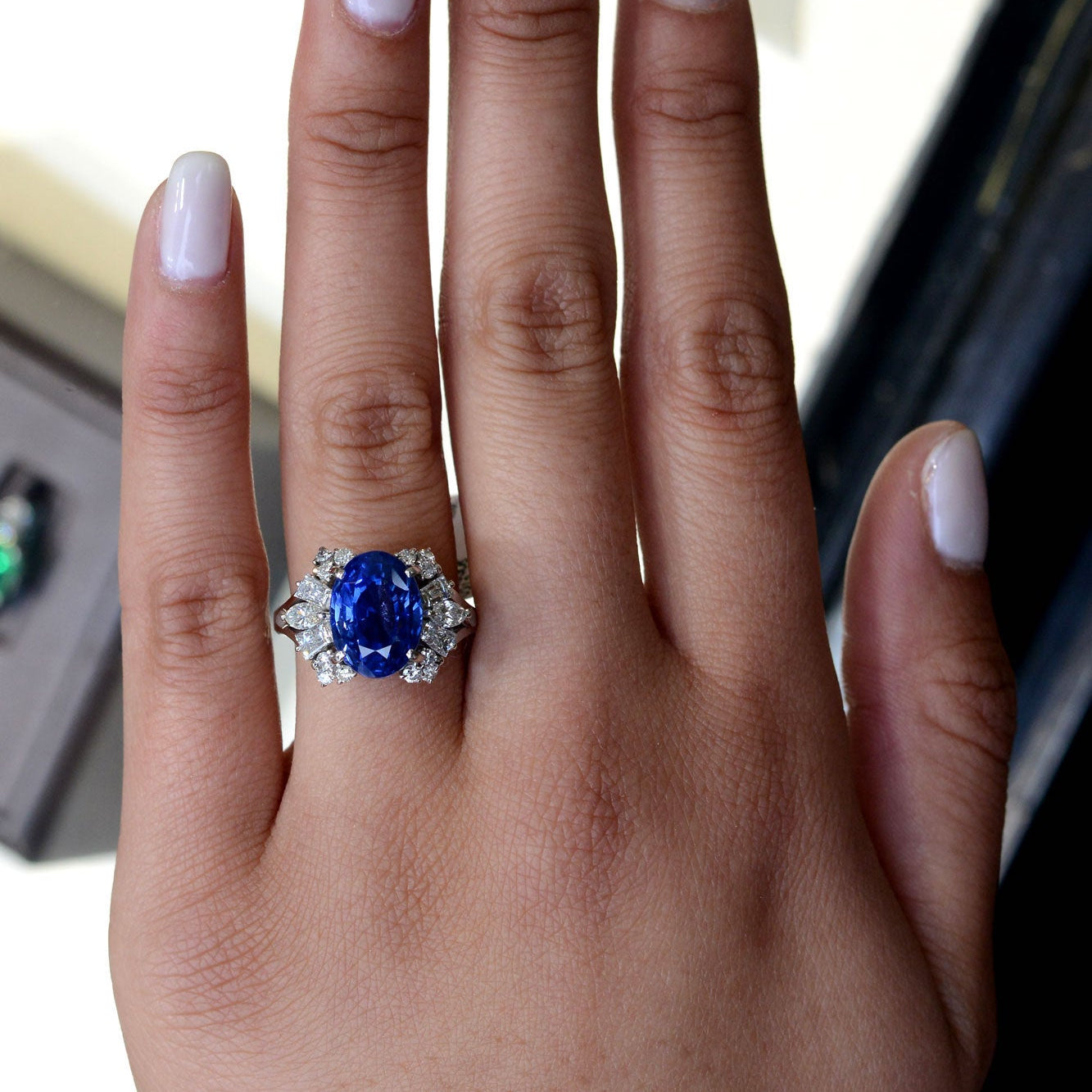 GIA Unheated 9 Carat Oval Ceylon Sapphire Cocktail Ring