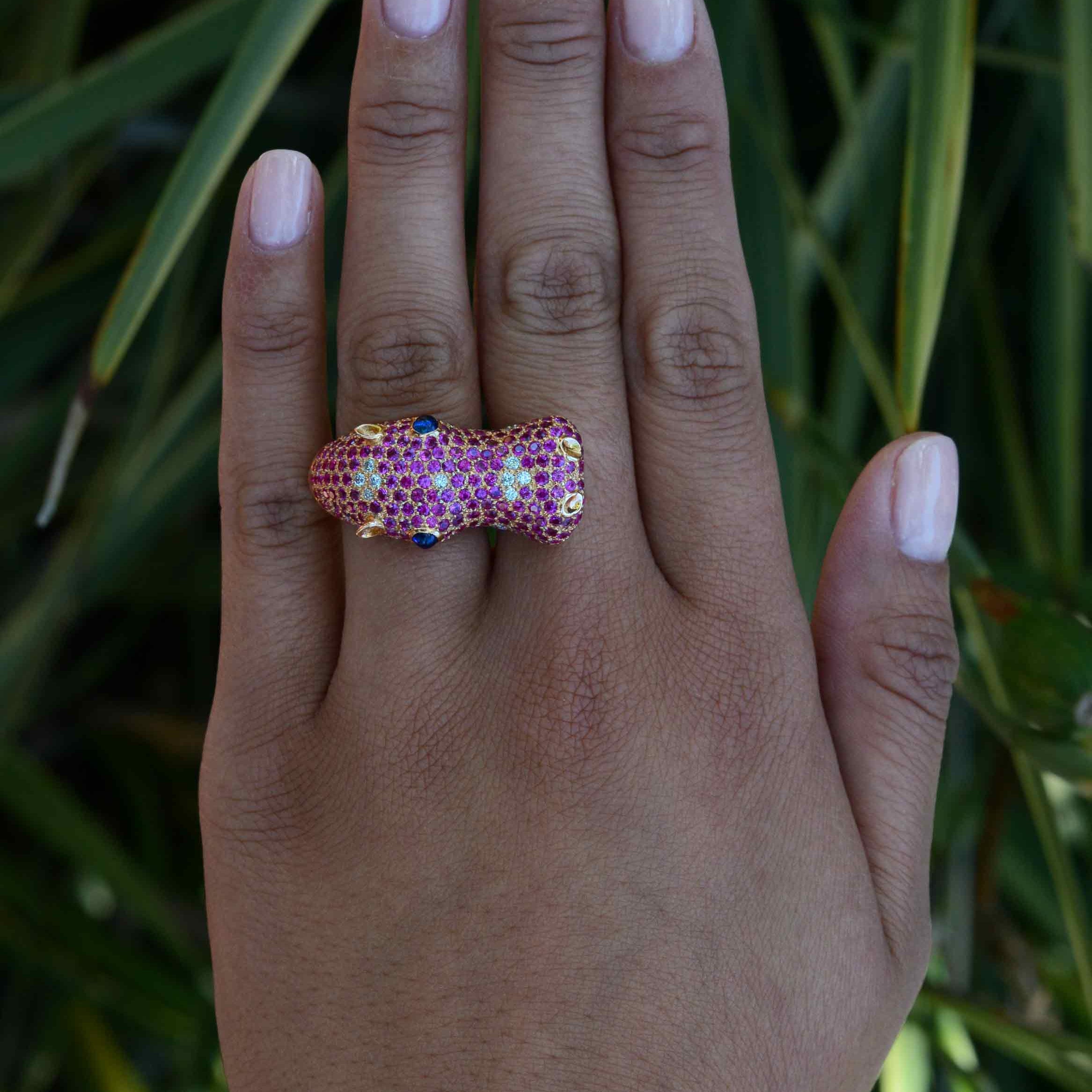 Happy Hippo Rose Gold Ruby Cocktail Ring
