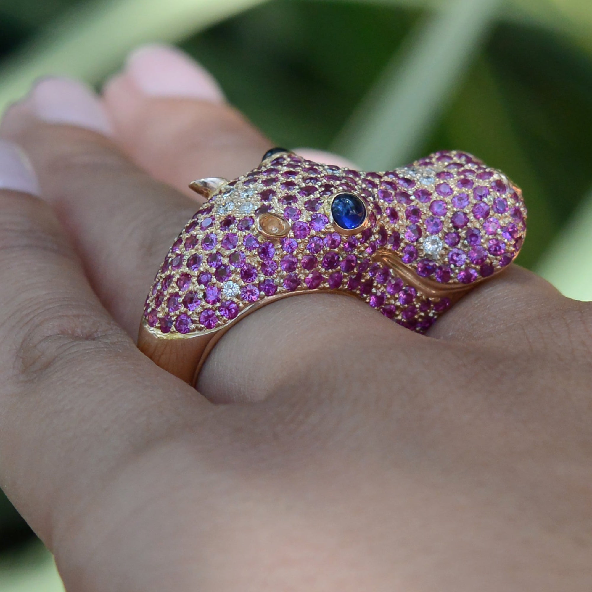 Happy Hippo Rose Gold Ruby Cocktail Ring