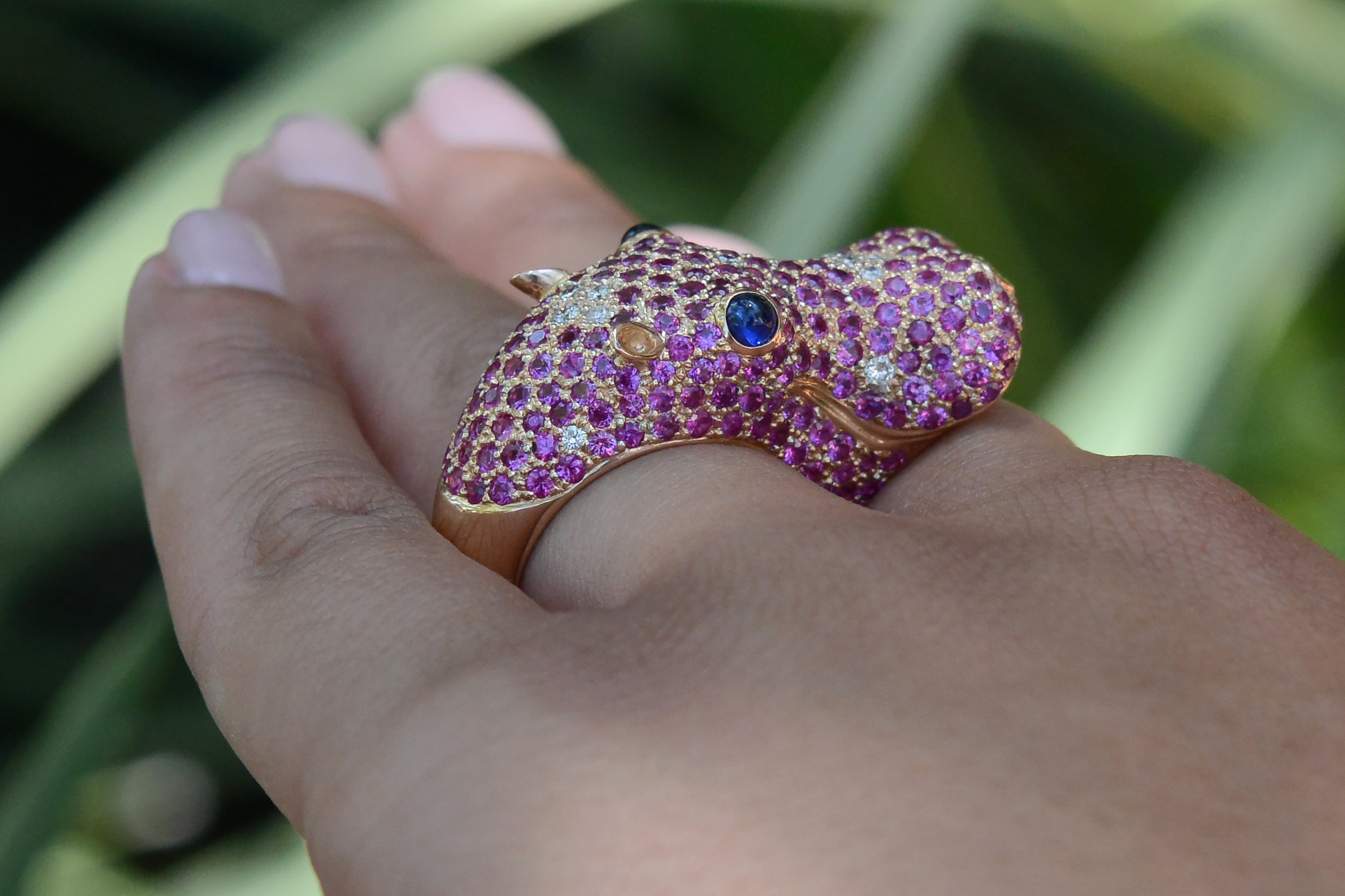 Happy Hippo Rose Gold Ruby Cocktail Ring