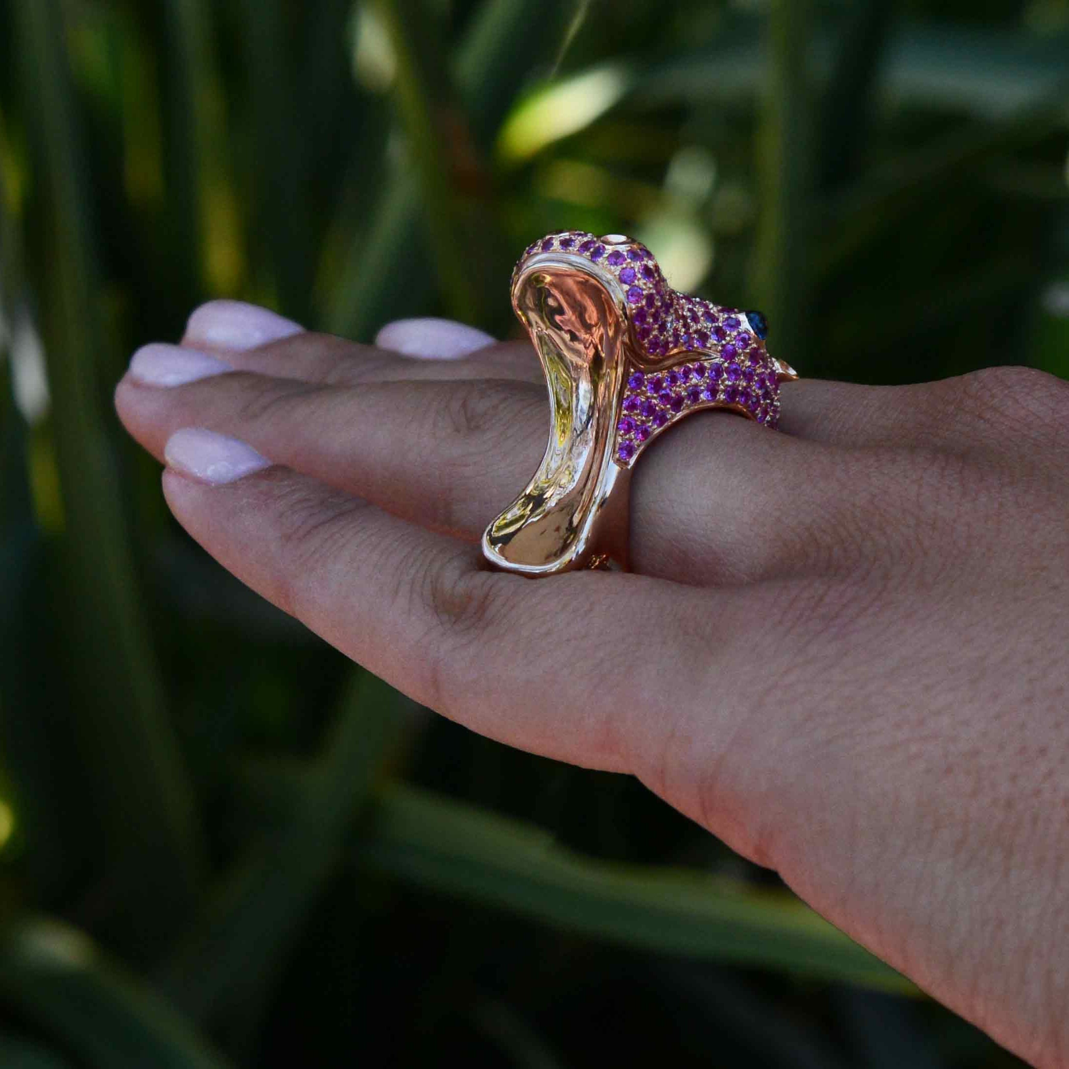 Happy Hippo Rose Gold Ruby Cocktail Ring