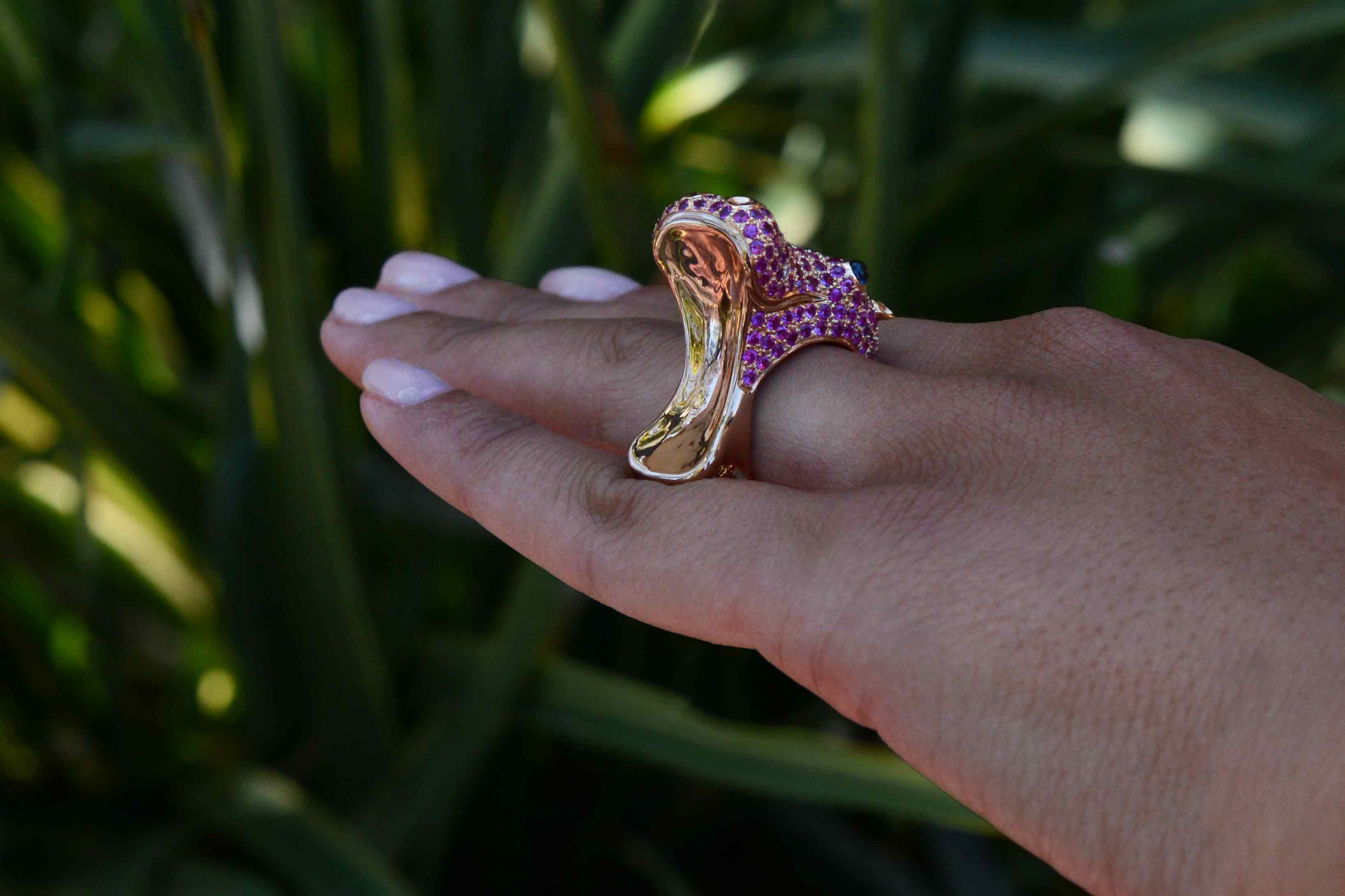 Happy Hippo Rose Gold Ruby Cocktail Ring