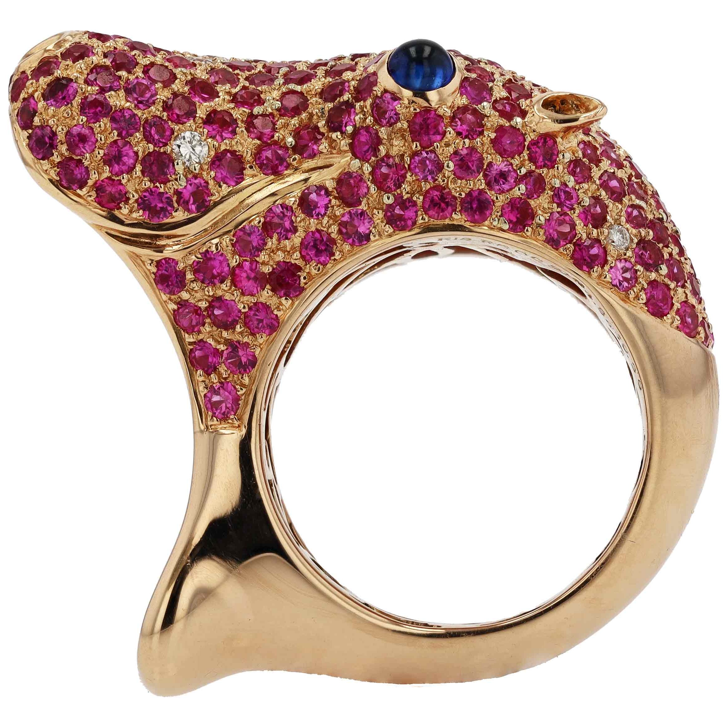 Happy Hippo Rose Gold Ruby Cocktail Ring