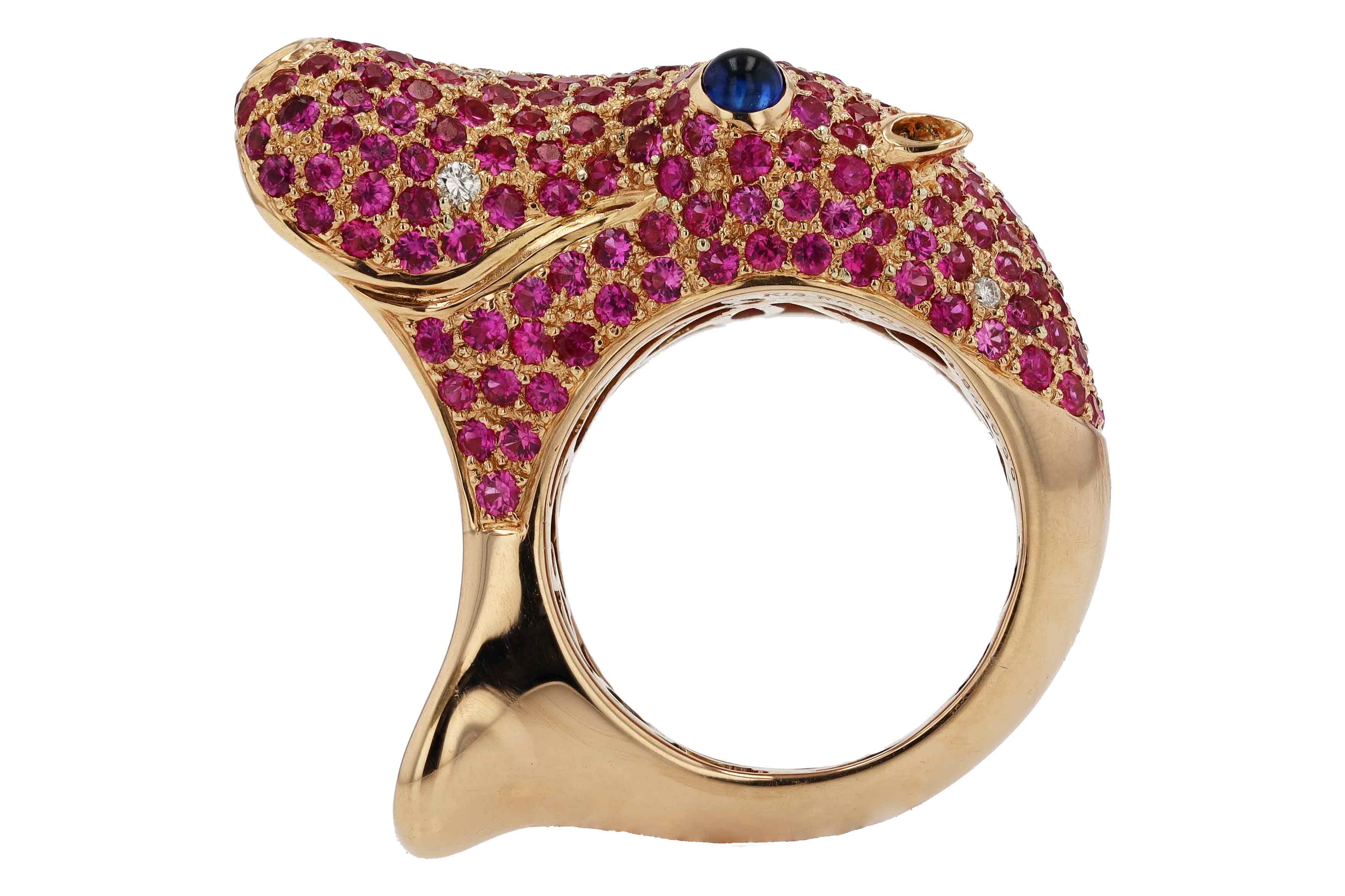 Happy Hippo Rose Gold Ruby Cocktail Ring