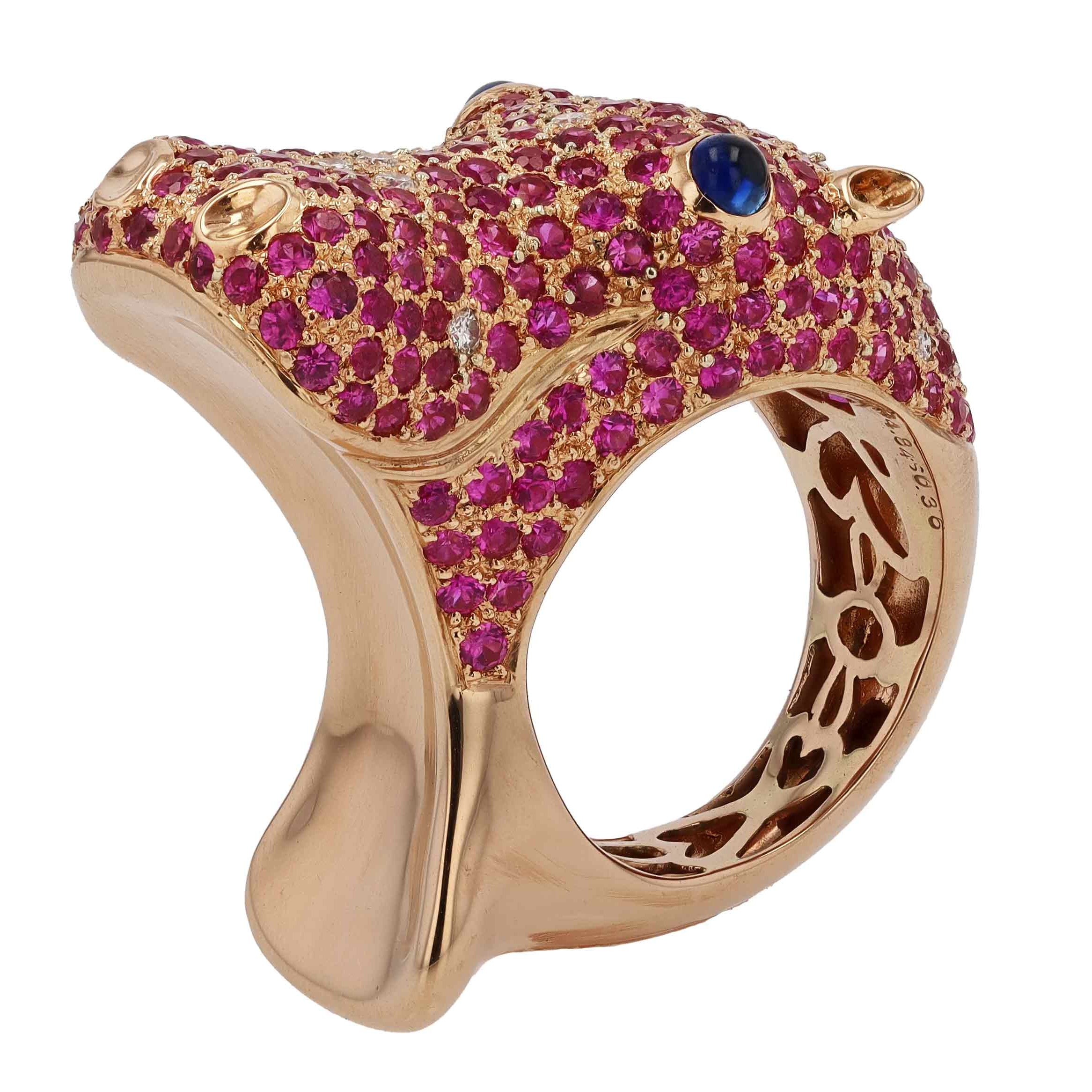Happy Hippo Rose Gold Ruby Cocktail Ring