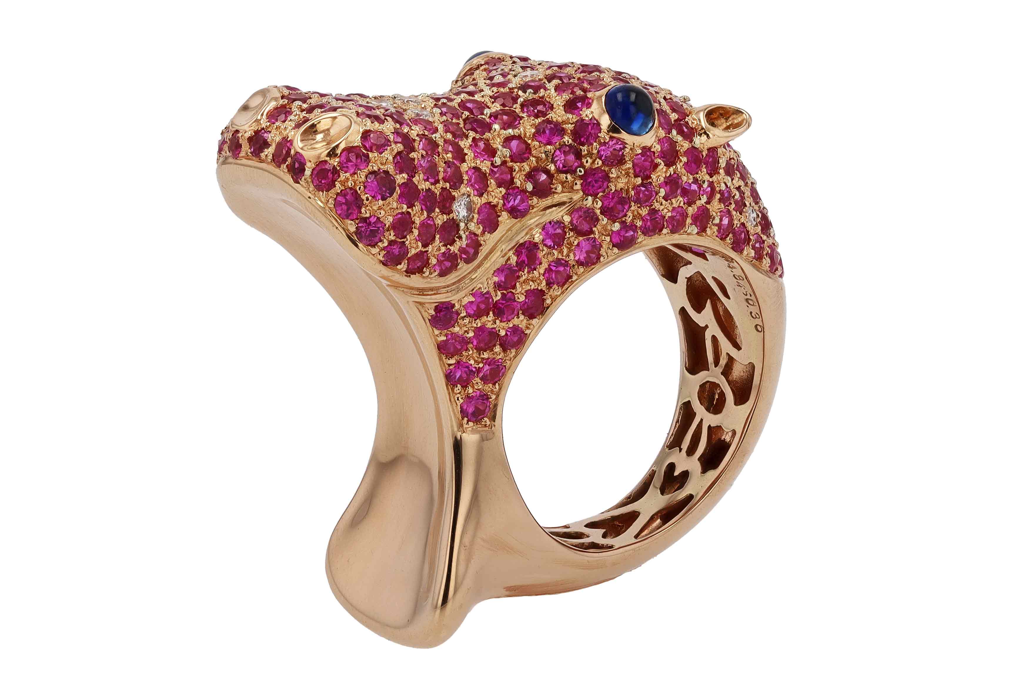 Happy Hippo Rose Gold Ruby Cocktail Ring