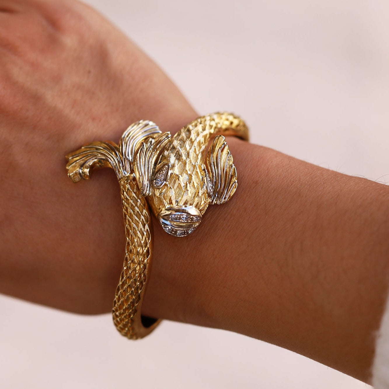 Ilias Lalaounis Designer 18k Gold Fish Bangle Bracelet