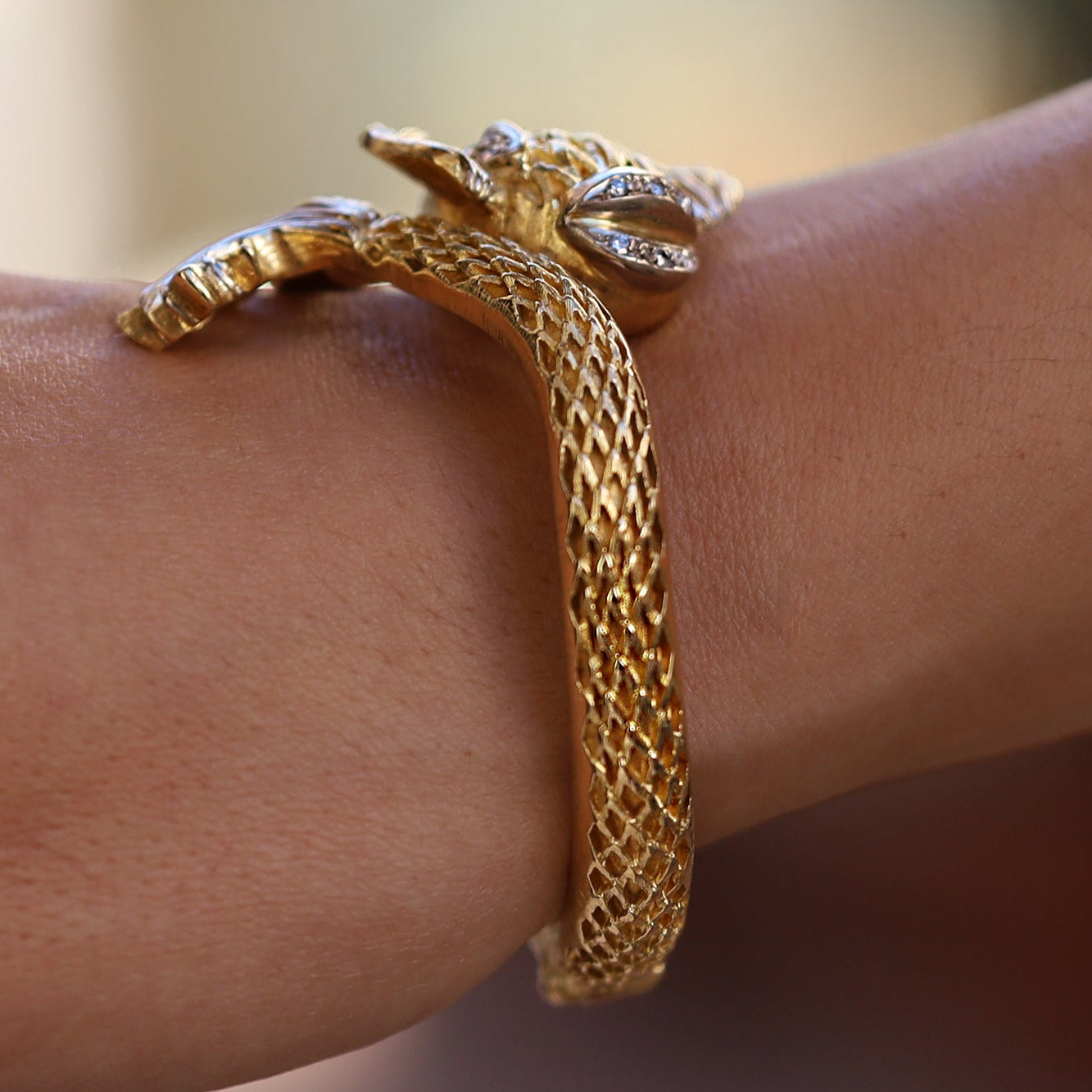 Ilias Lalaounis Designer 18k Gold Fish Bangle Bracelet