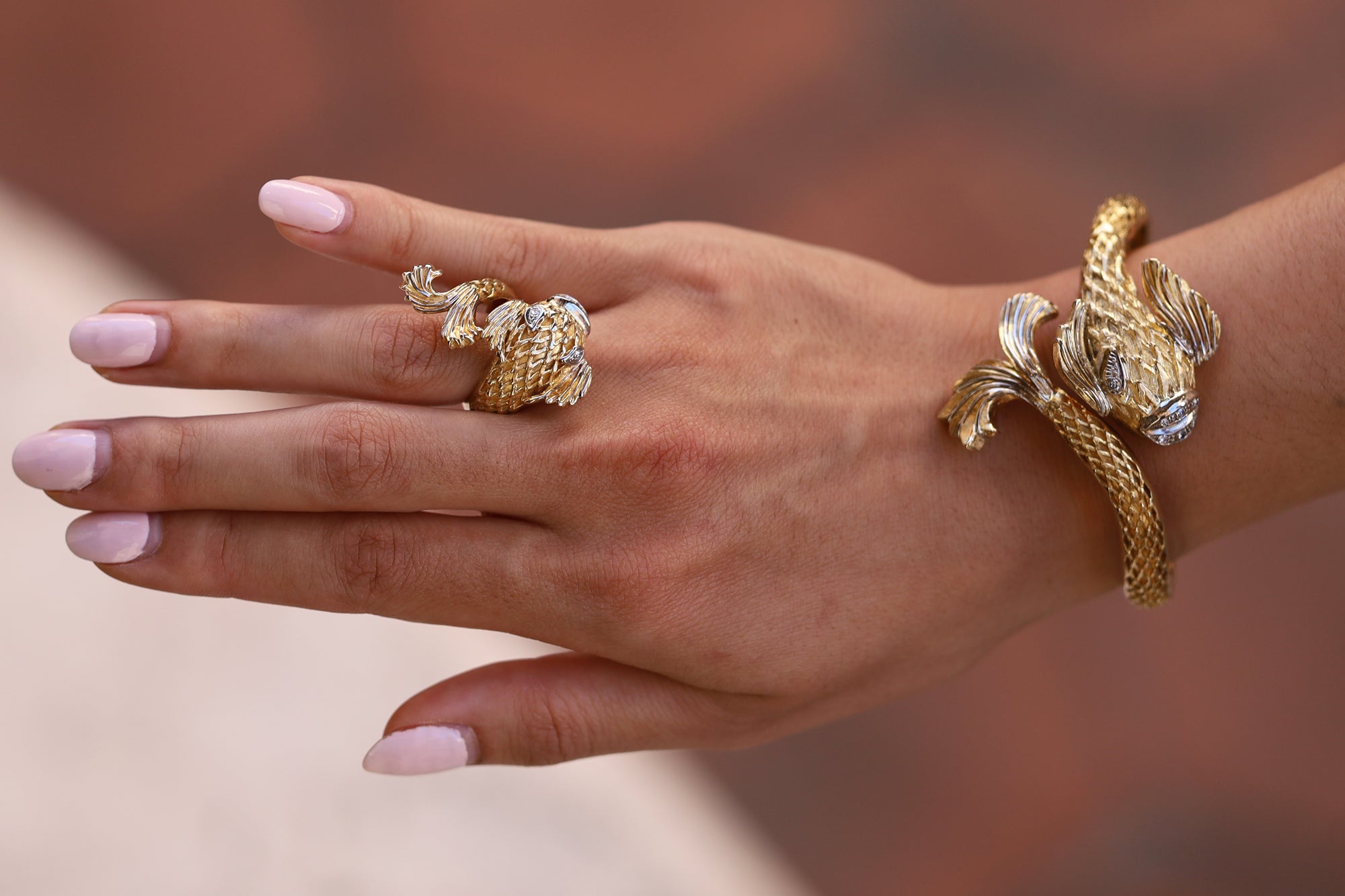 Ilias Lalaounis Designer 18k Gold Fish Cocktail Ring