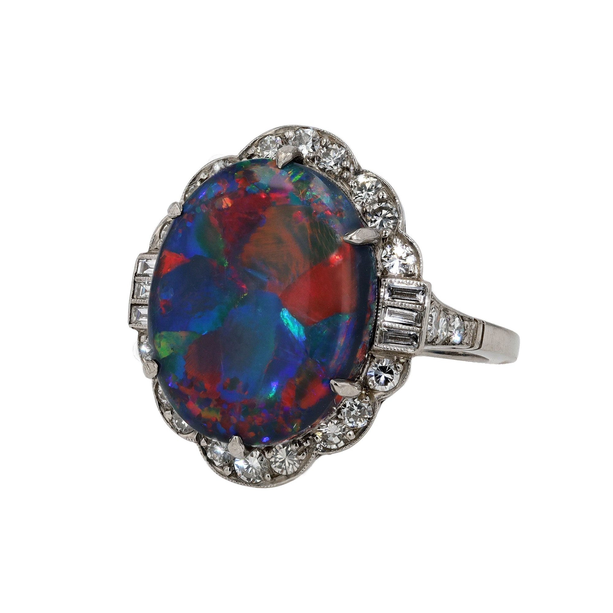 Art Deco Black Opal Ring