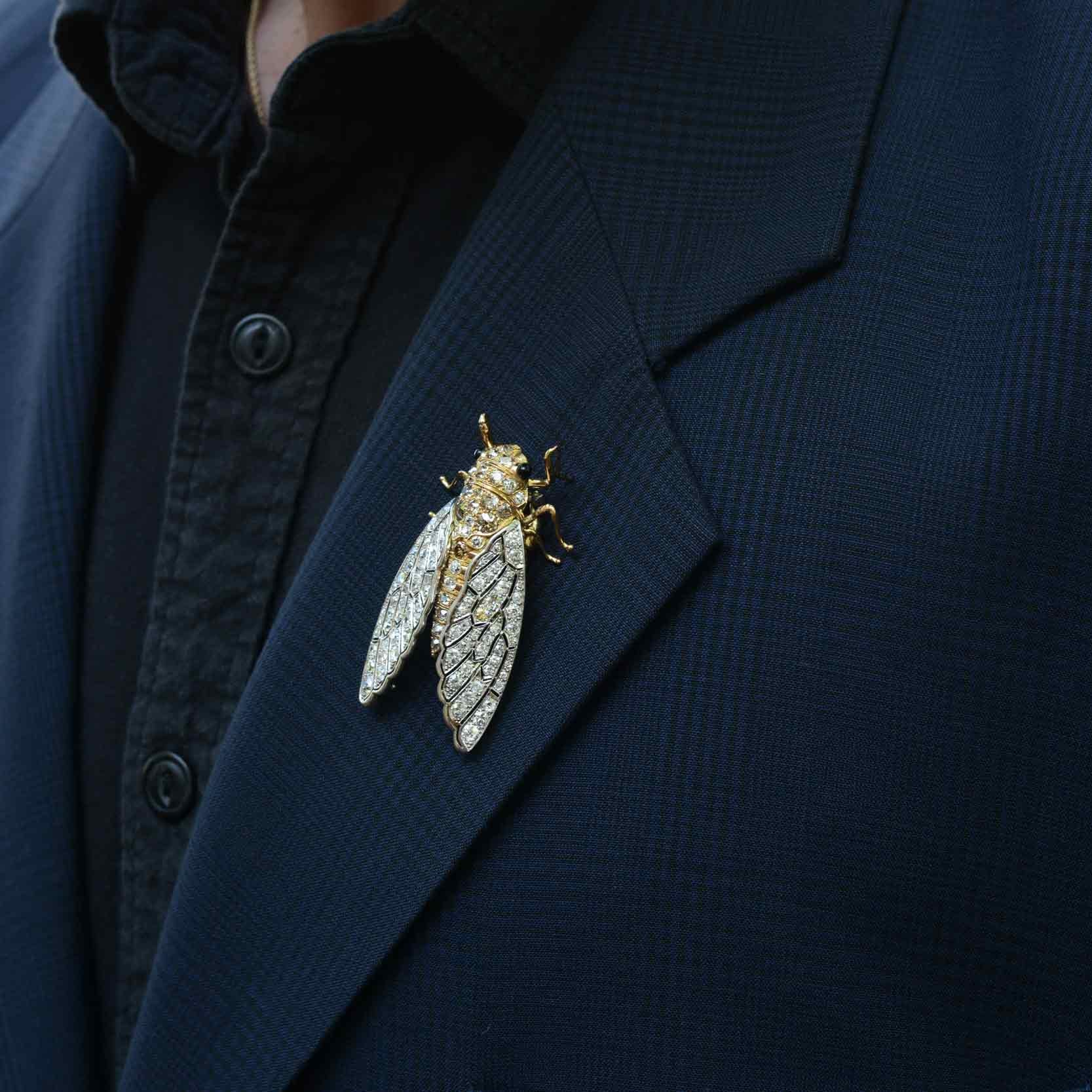 Interesting Insect Cicada Diamond Brooch Pin