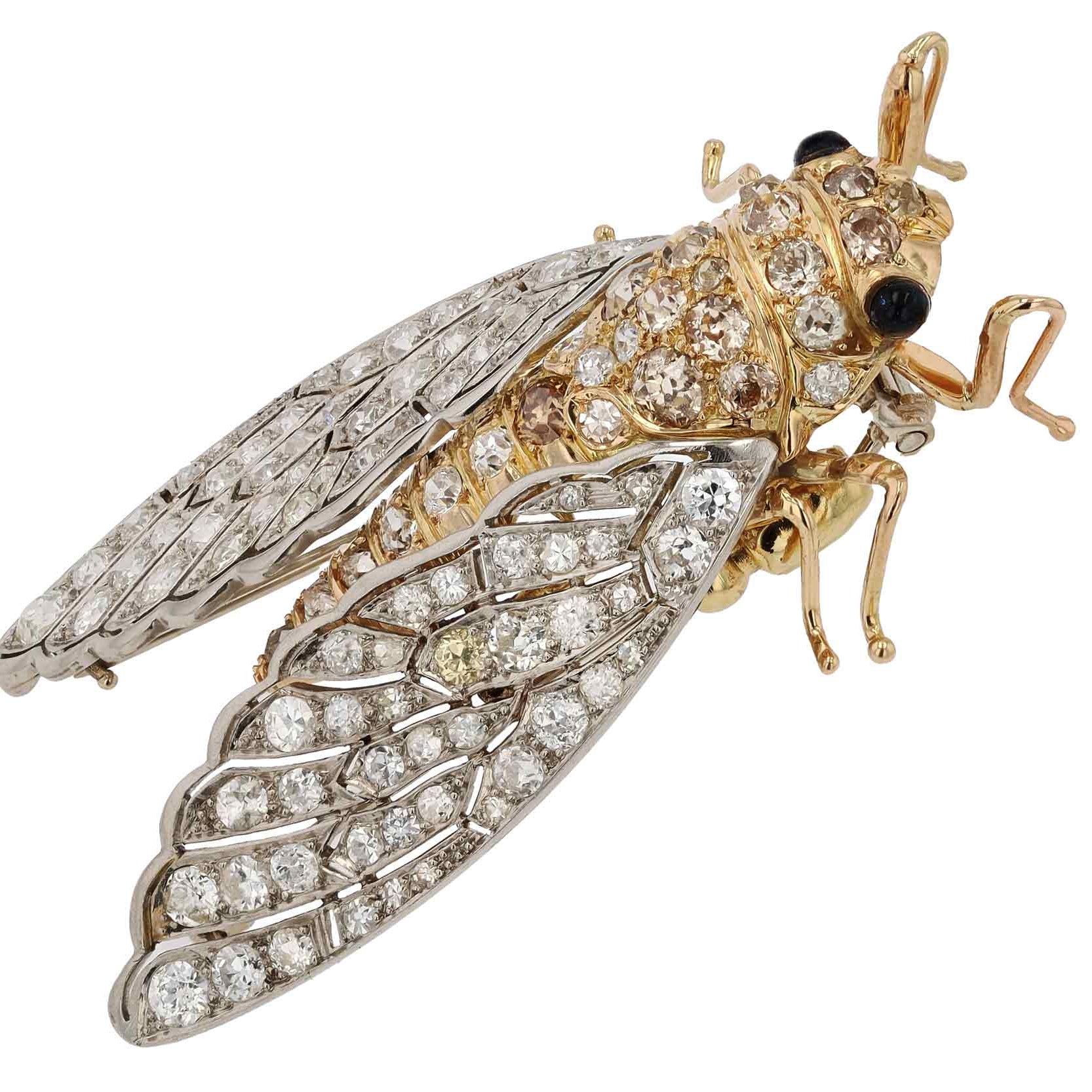 Interesting Insect Cicada Diamond Brooch Pin