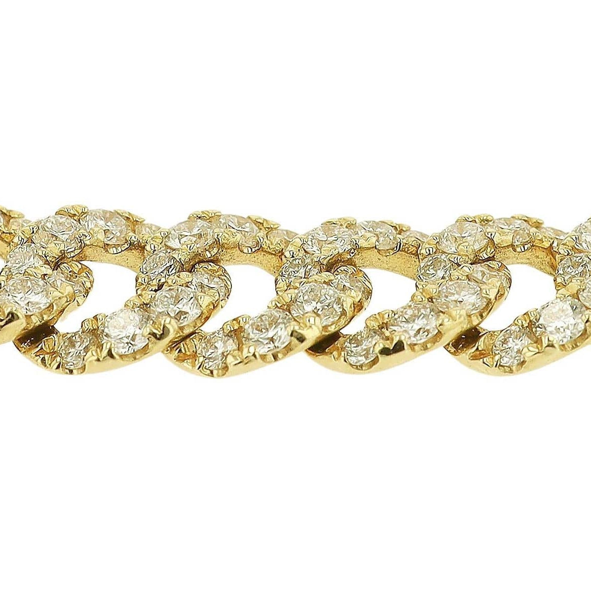 Italian 18.37 Carat Pavé Diamond & 14k Gold Cuban Link Necklace