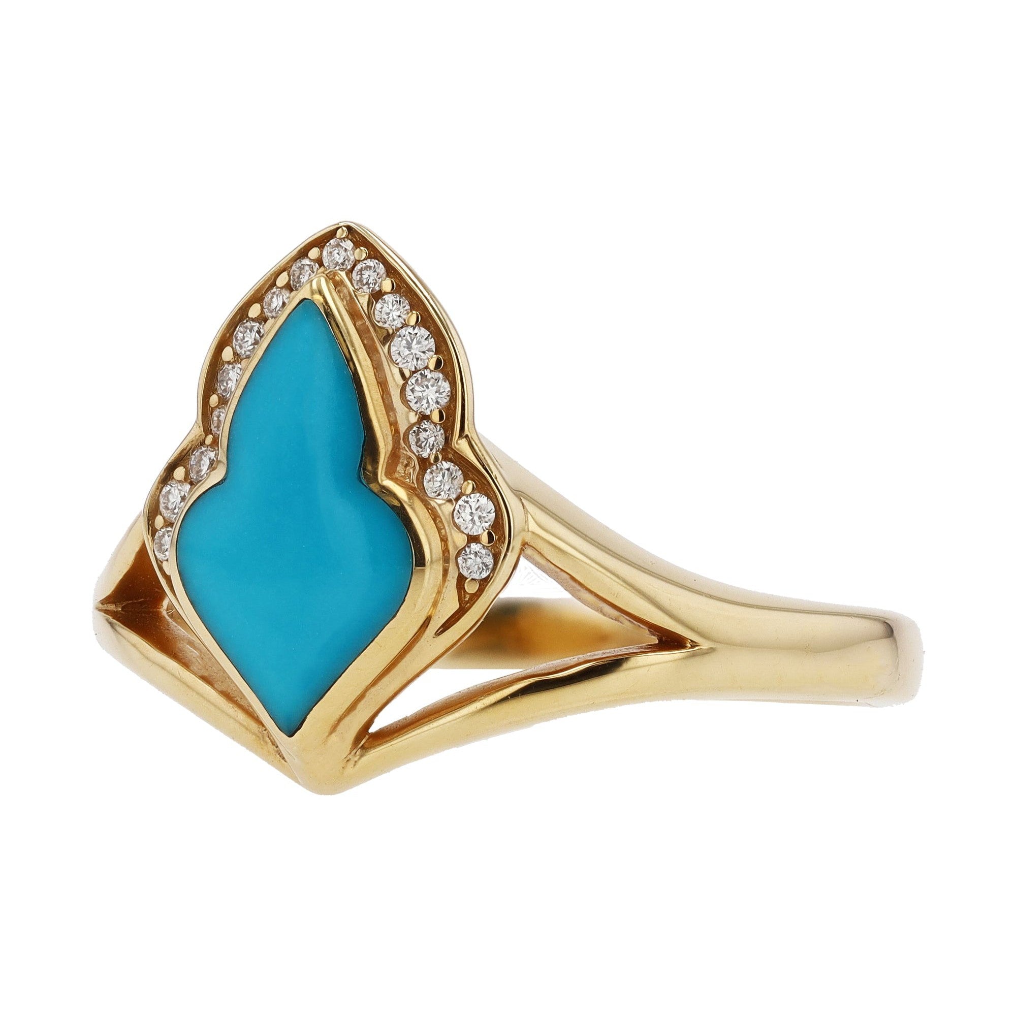 Kabana Turquoise and Diamond 14k Gold Ladies Ring