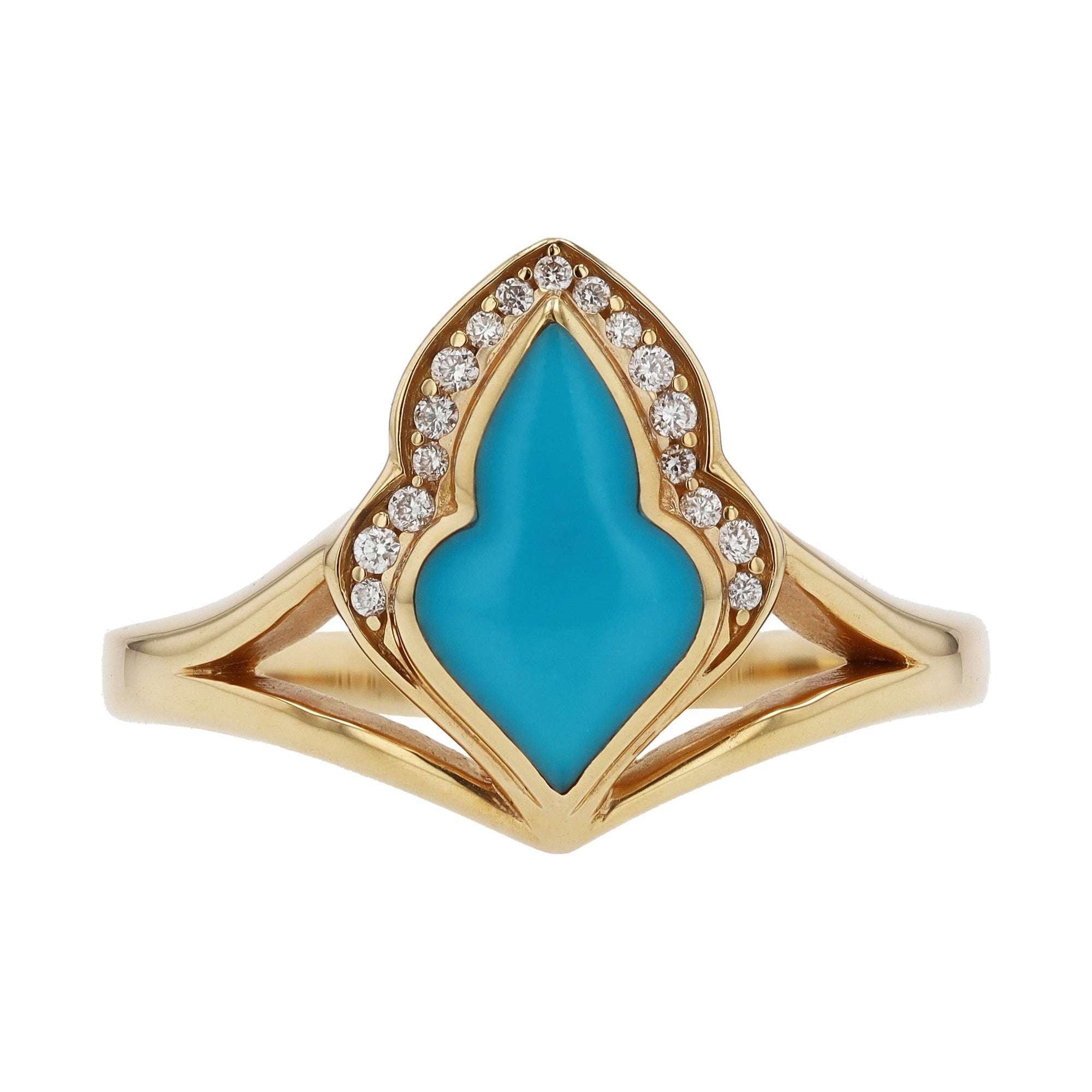 Kabana Turquoise and Diamond 14k Gold Ladies Ring