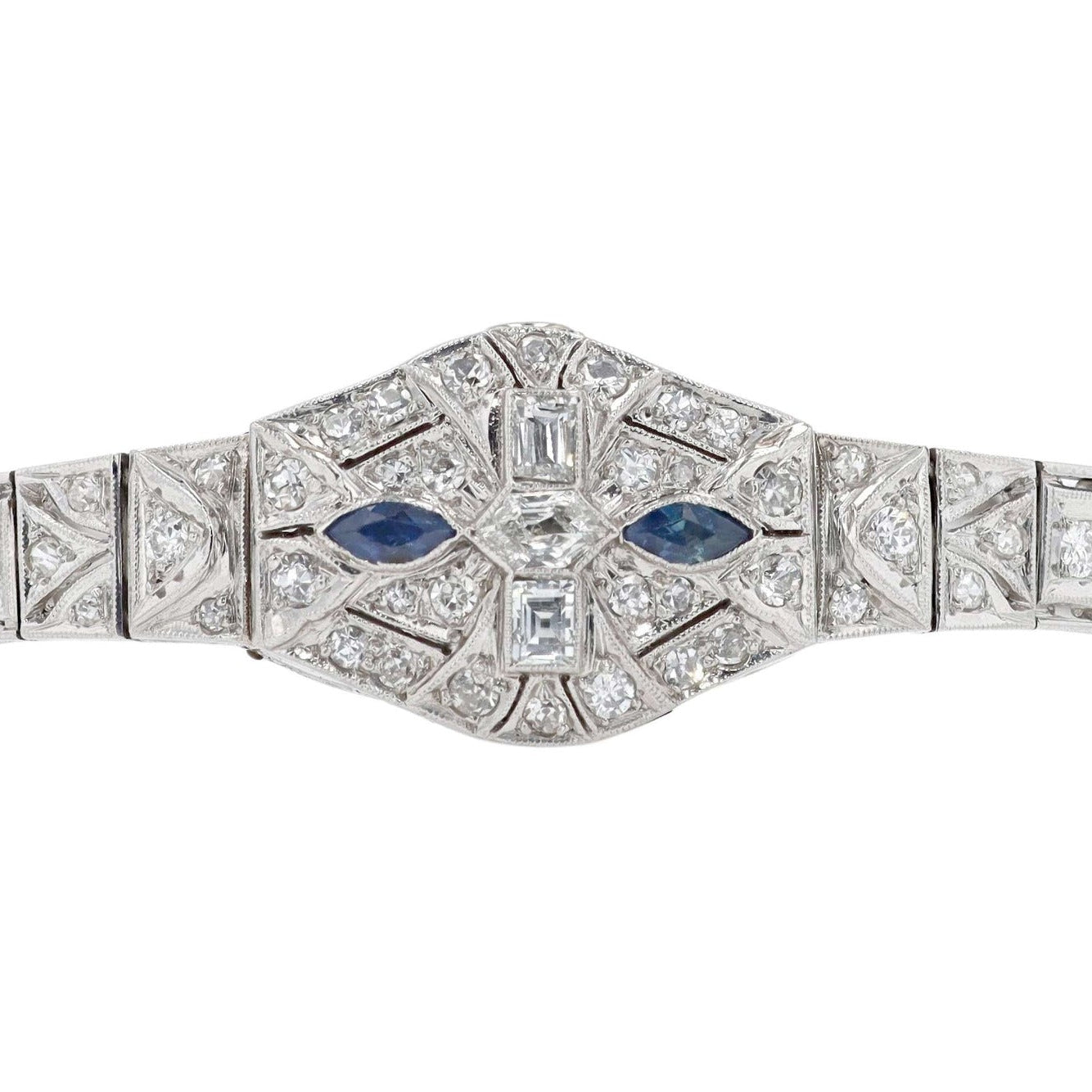 Ladies Art Deco Cocktail Diamond Sapphire Platinum Secret Watch