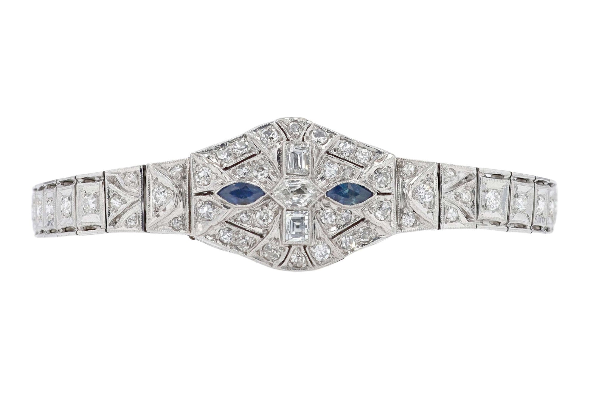 Ladies Art Deco Cocktail Diamond Sapphire Platinum Secret Watch