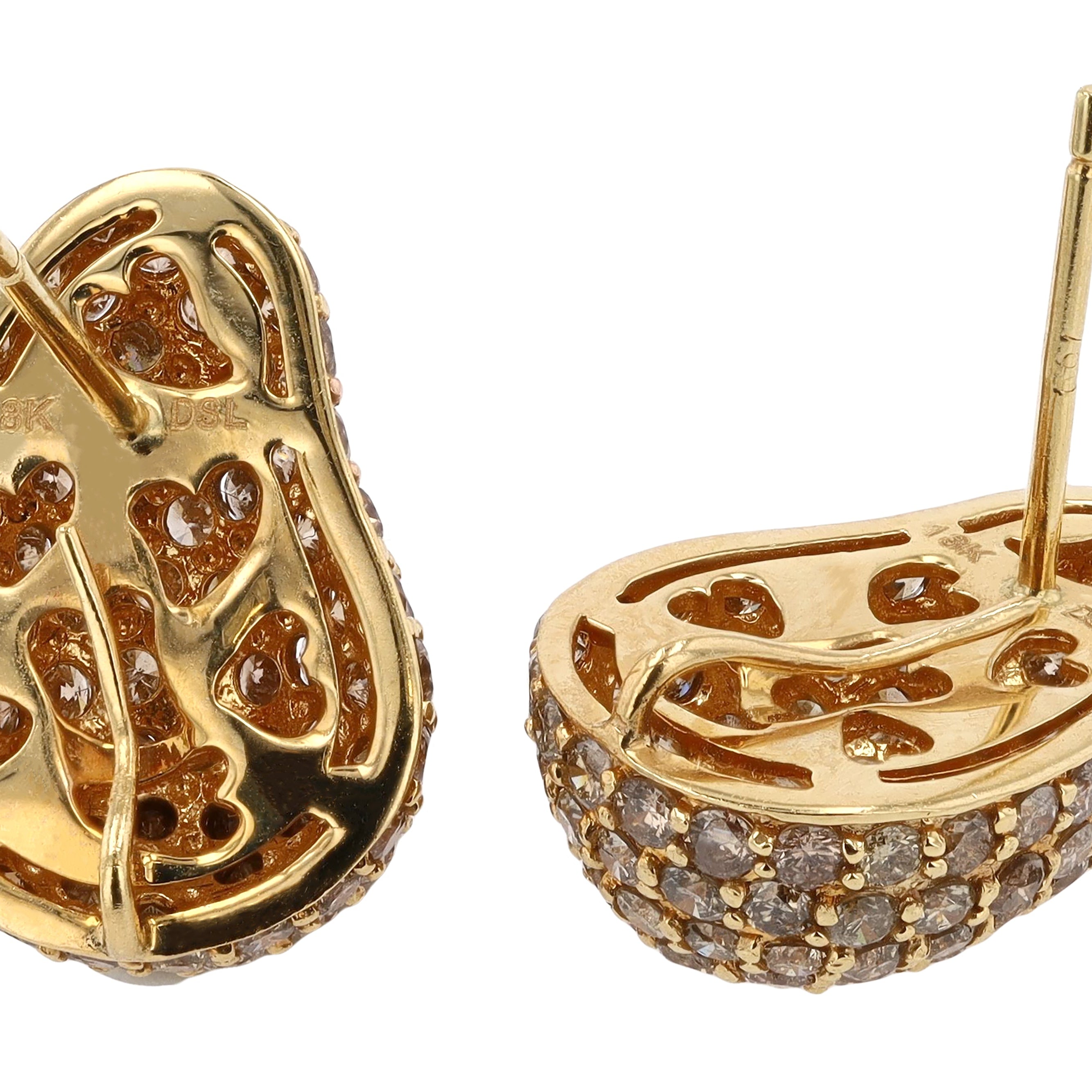 Large Golden South Sea Pearl Diamond Dangle Earrings