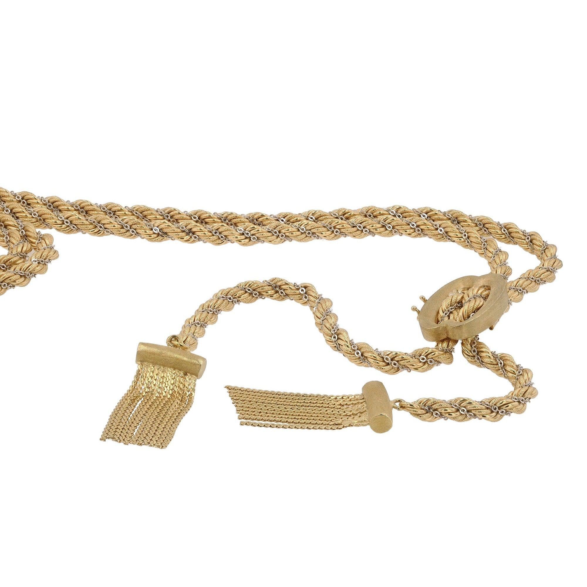 Lariat Style Heavy Twisted Rope Bolo Necklace