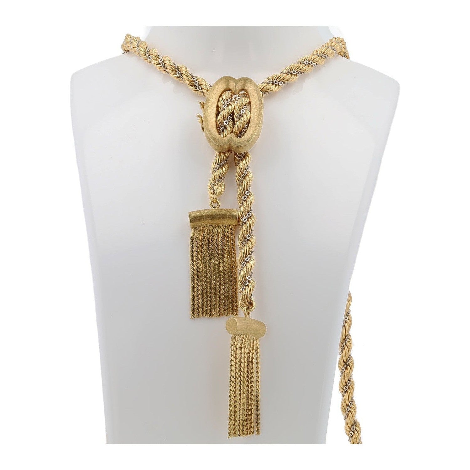 Lariat Style Heavy Twisted Rope Bolo Necklace
