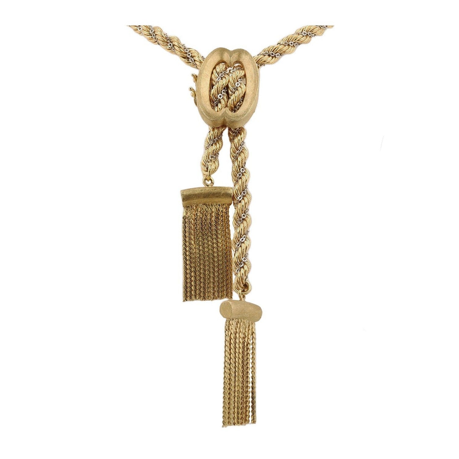 Lariat Style Heavy Twisted Rope Bolo Necklace