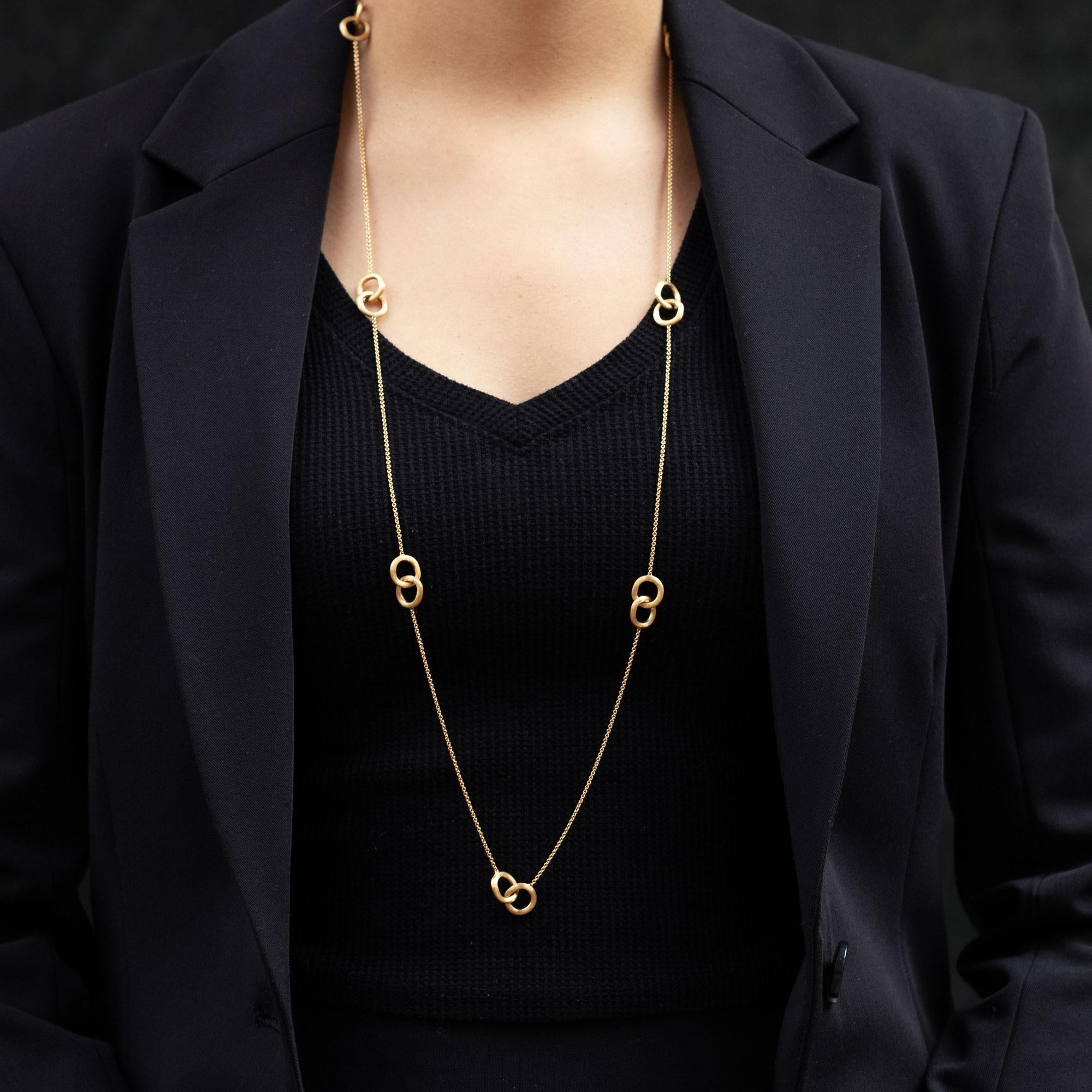 Vintage Signed Marco Bicego 18k Gold 36" Interlocking Link Necklace