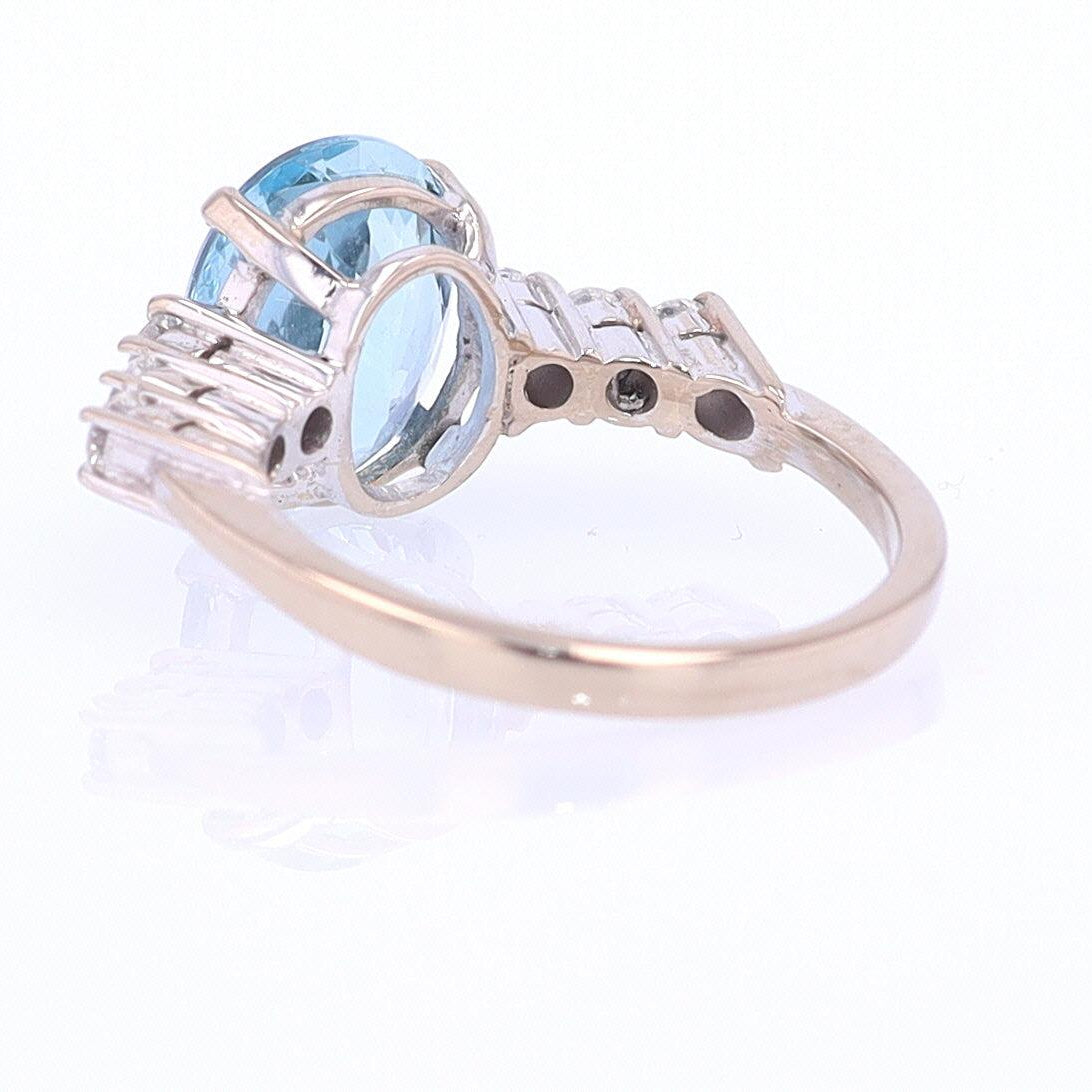 Mid Century 3.20 Carat Aquamarine Engagement Ring