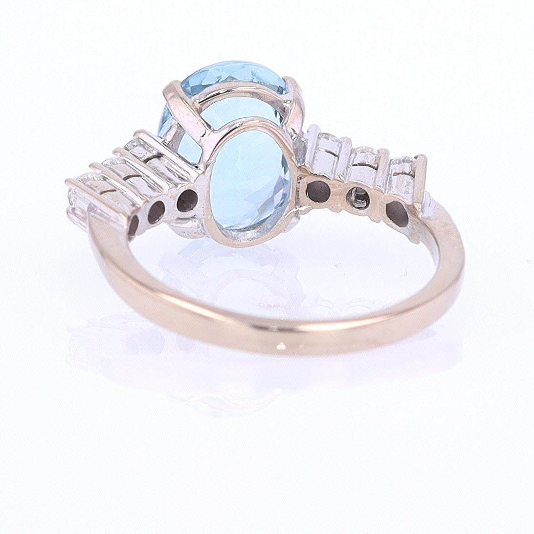 Mid Century 3.20 Carat Aquamarine Engagement Ring