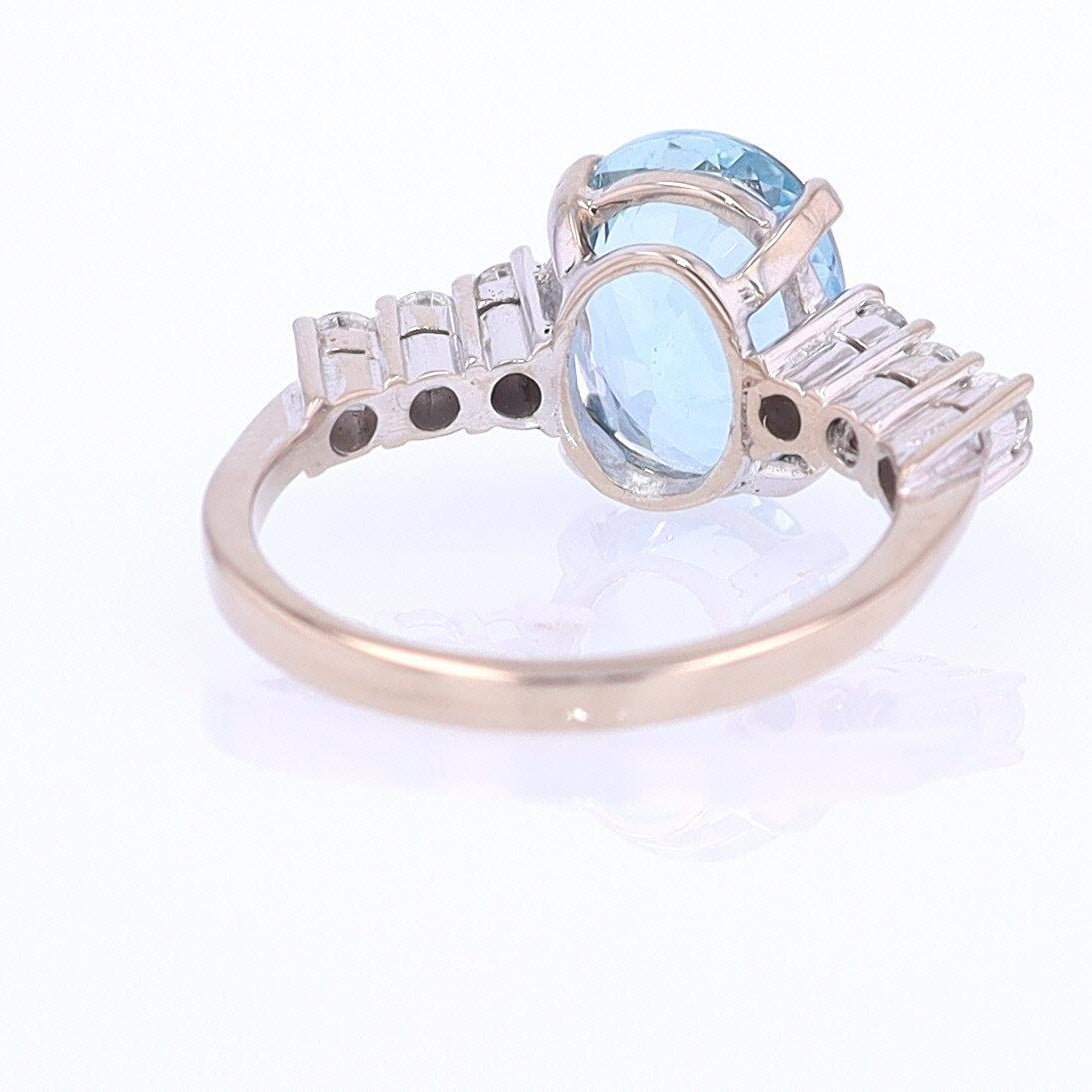 Mid Century 3.20 Carat Aquamarine Engagement Ring