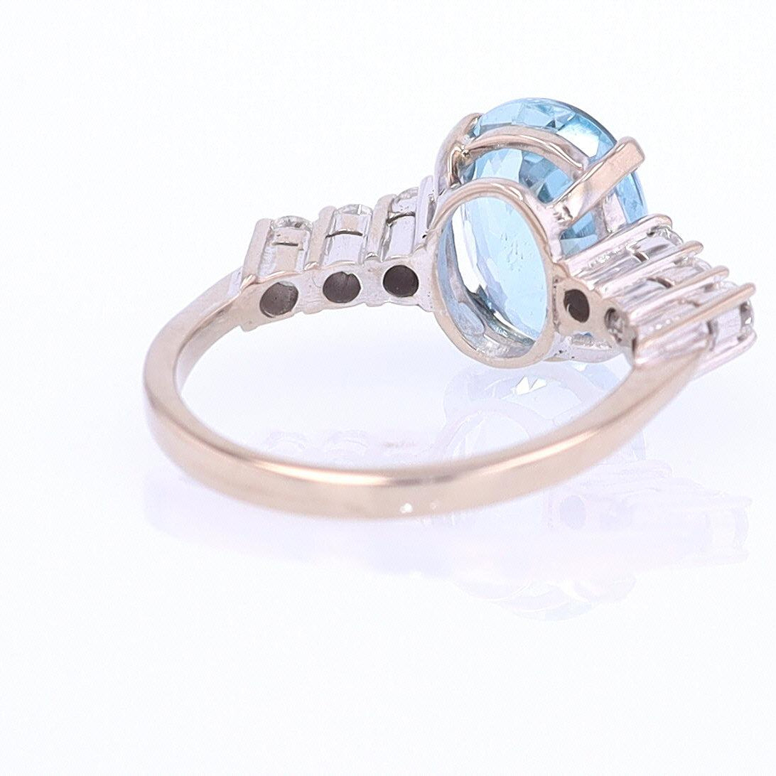 Mid Century 3.20 Carat Aquamarine Engagement Ring