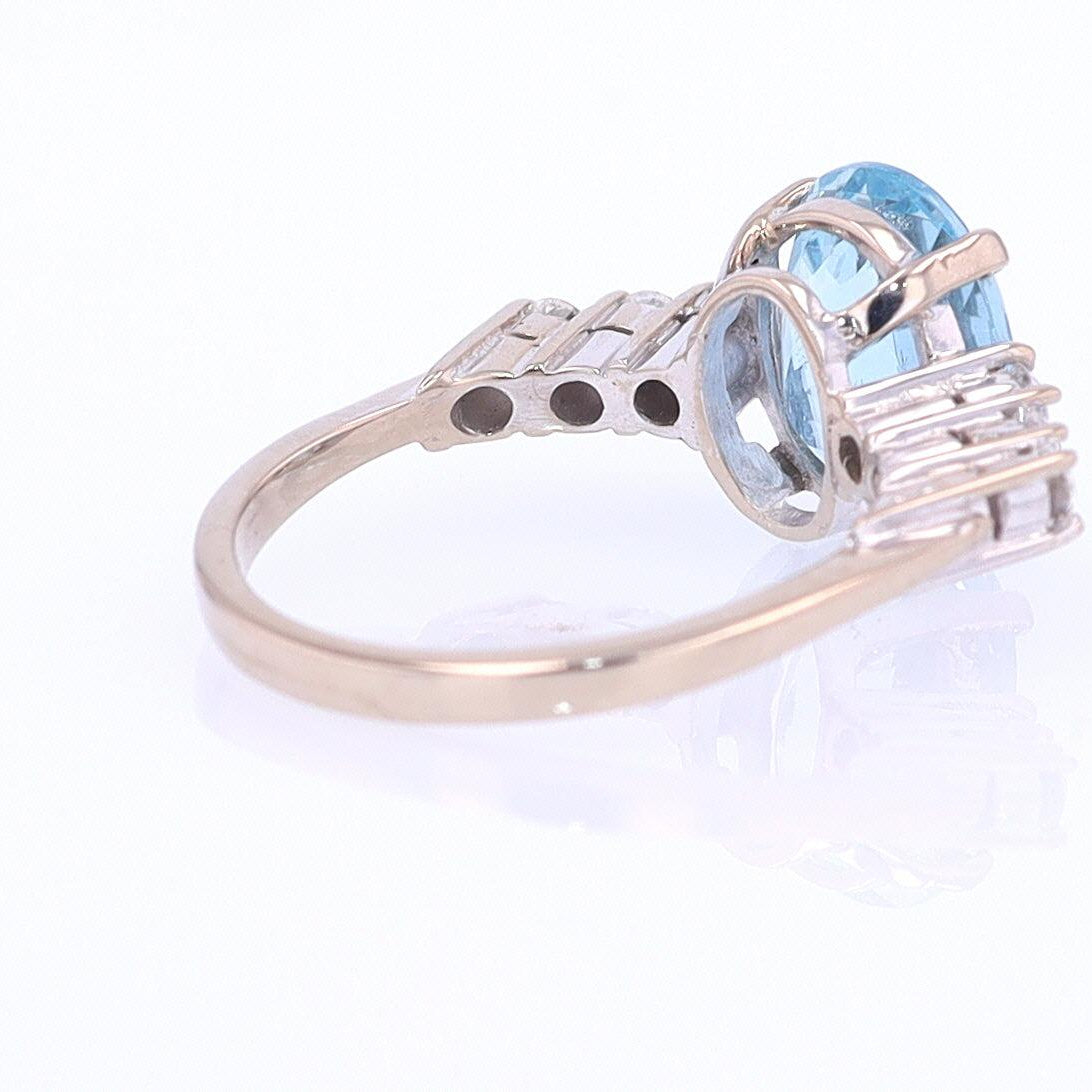 Mid Century 3.20 Carat Aquamarine Engagement Ring
