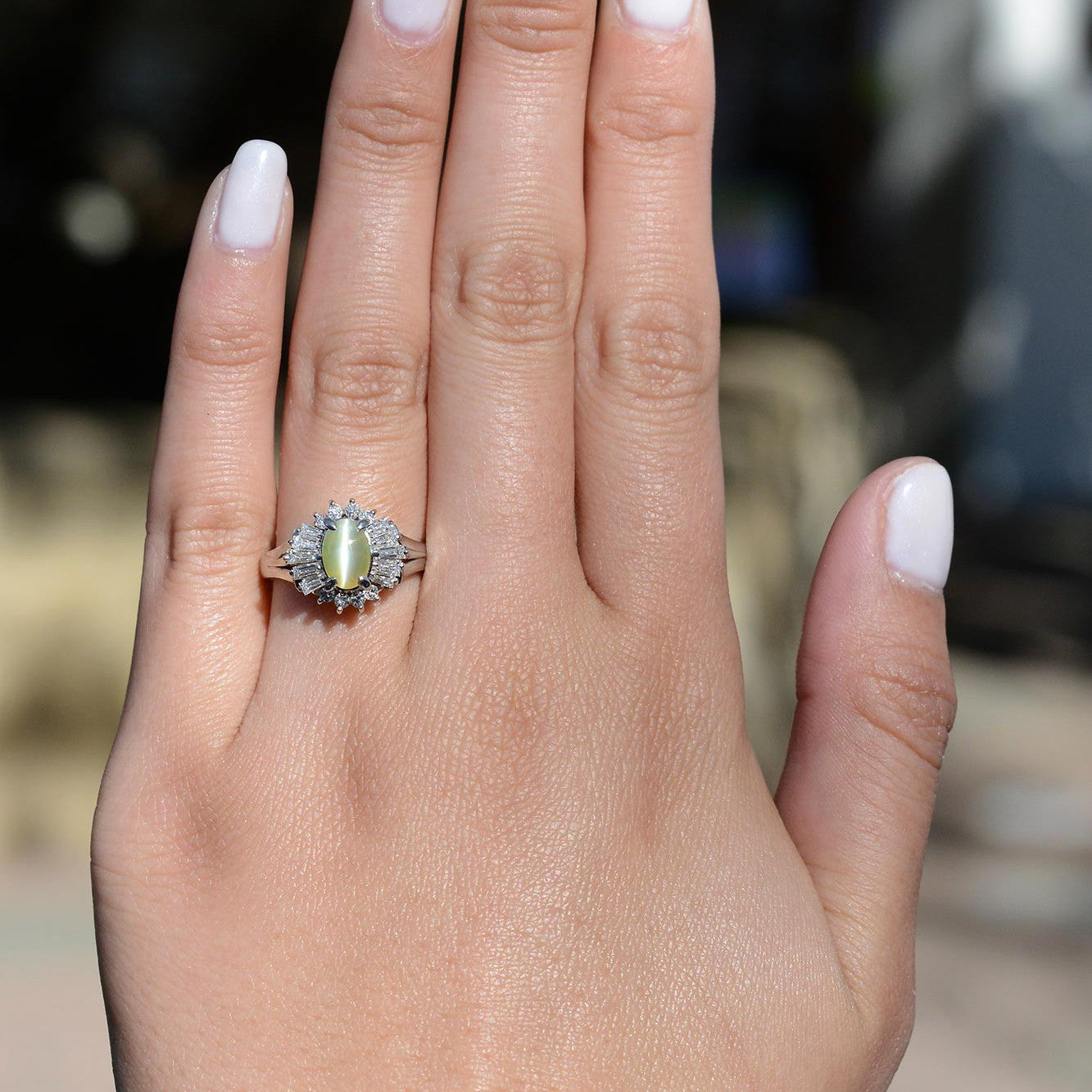 Mid Century Cat's Eye Chrysoberyl Cocktail Ring