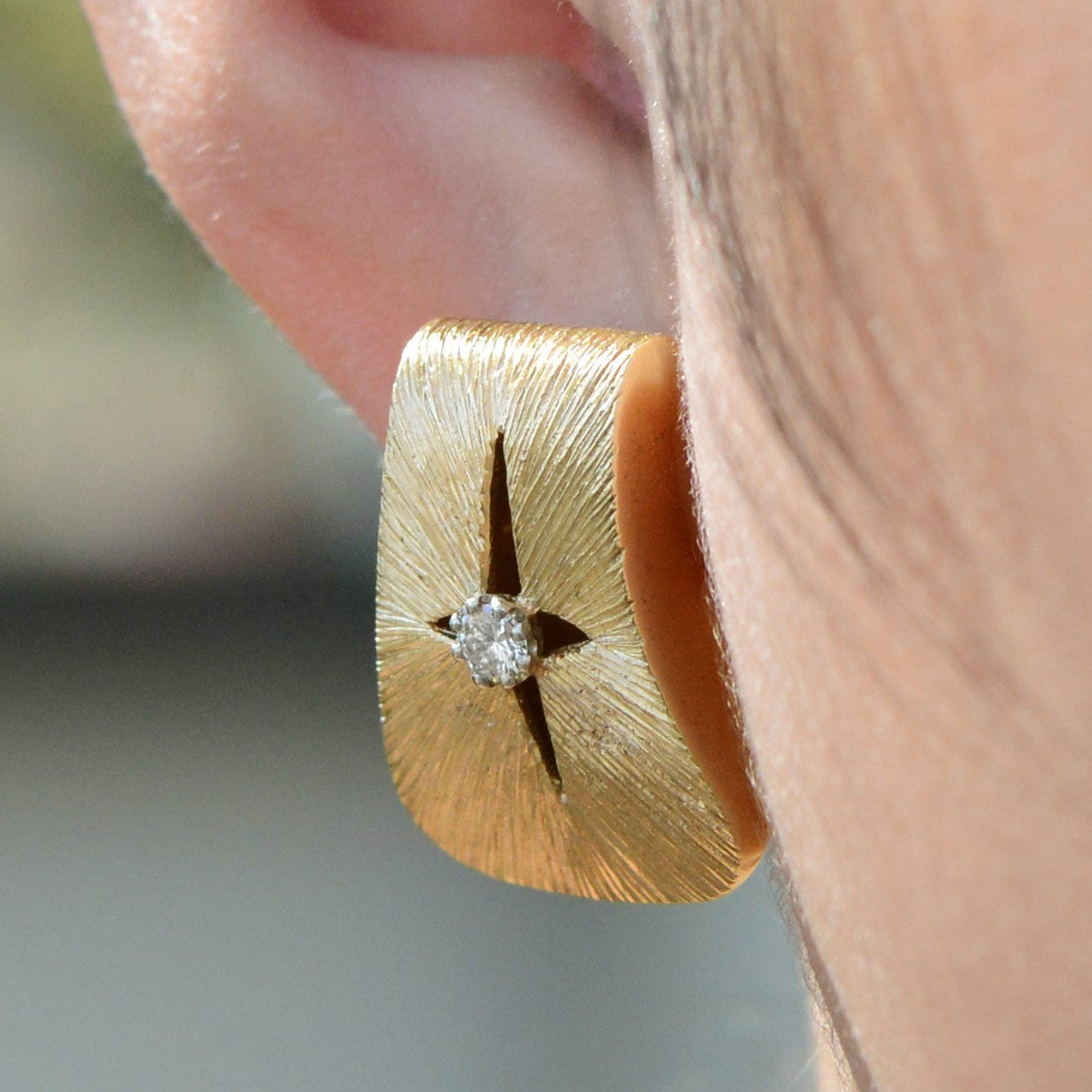 Mid Century Space Age Starburst Diamond Earrings